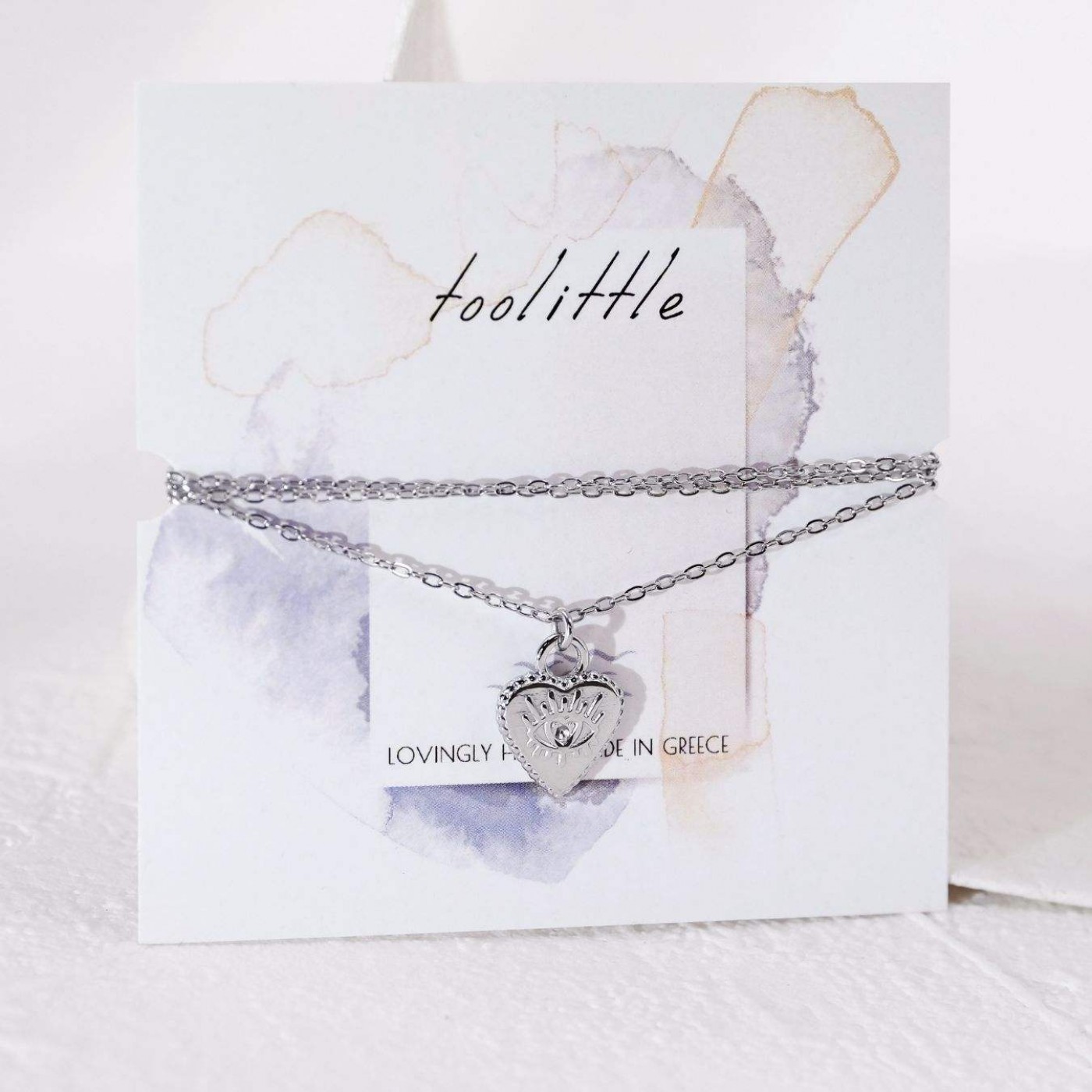 Stainless Heart Necklace with Evil Eye — Necklaces from Toolittle — additional view 2