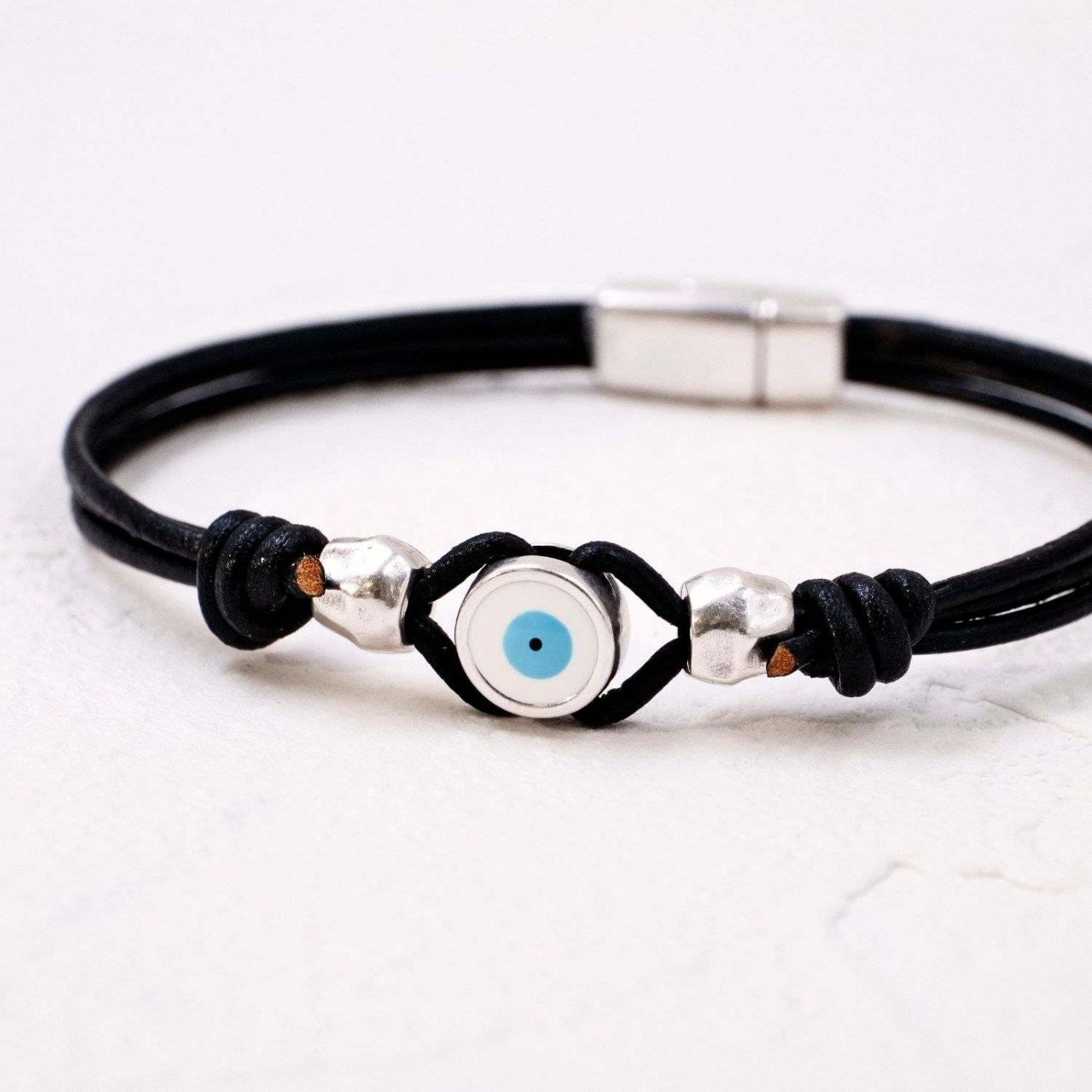 Evil Eye Leather Men's Bracelet — Bracelets from Toolittle — additional view 4