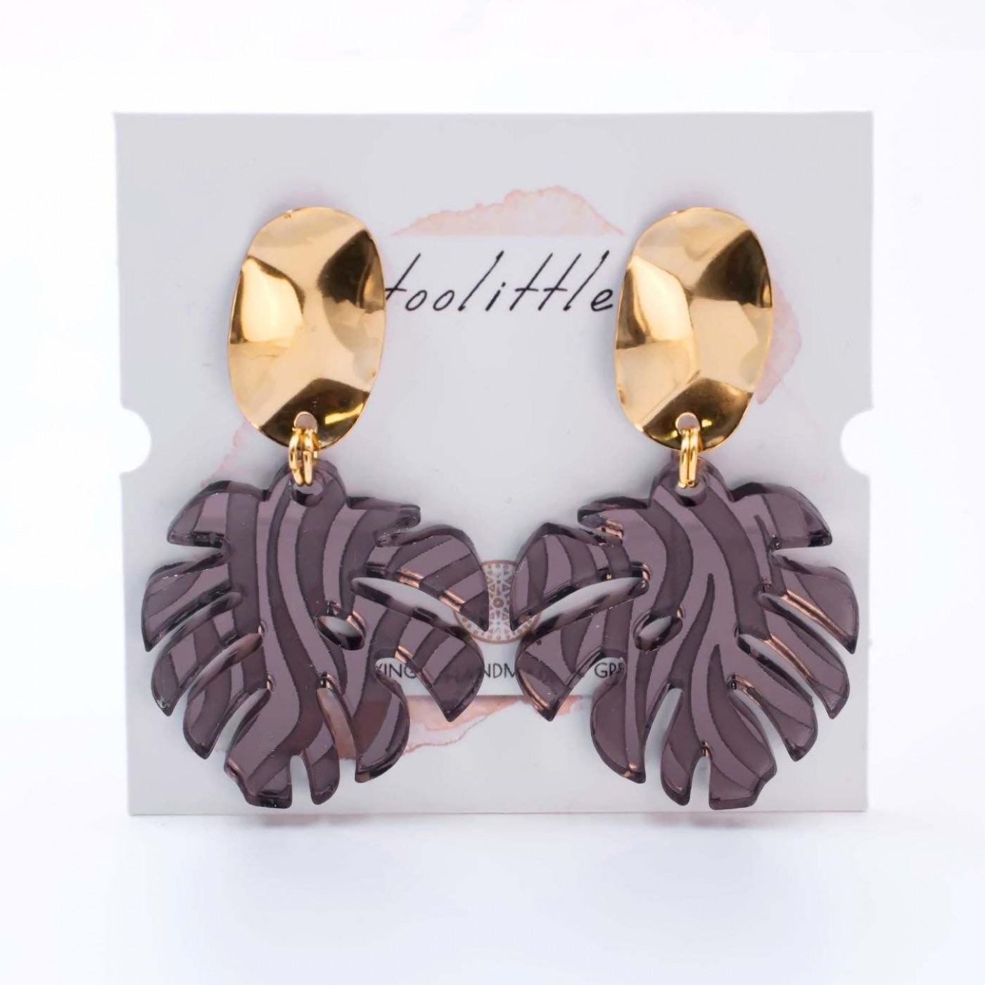 Steel Dangle Earrings - Animal Print Leaf — Earrings from Toolittle — additional view 4