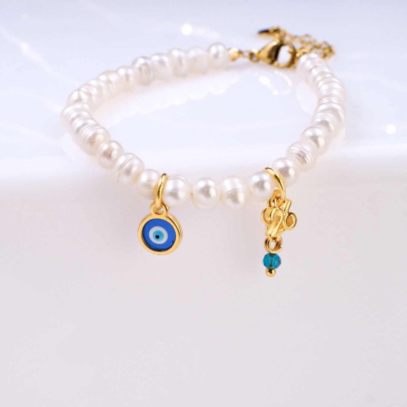 Lucky Bracelet - Fresh Water Pearls & Evil Eye — Pendants & charms from Toolittle — additional view 2