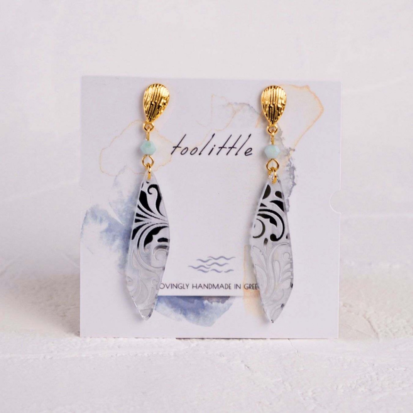 Golden Earrings | Plexiglass with Pattern — Earrings from Toolittle — additional view 2