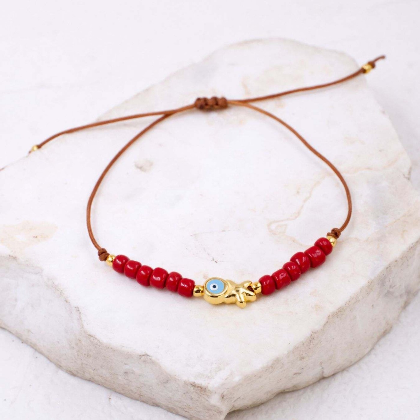 Macramé Bracelet with Gold-Plated Evil Eye & Starfish | Handmade — Bracelets from Toolittle — additional view 13