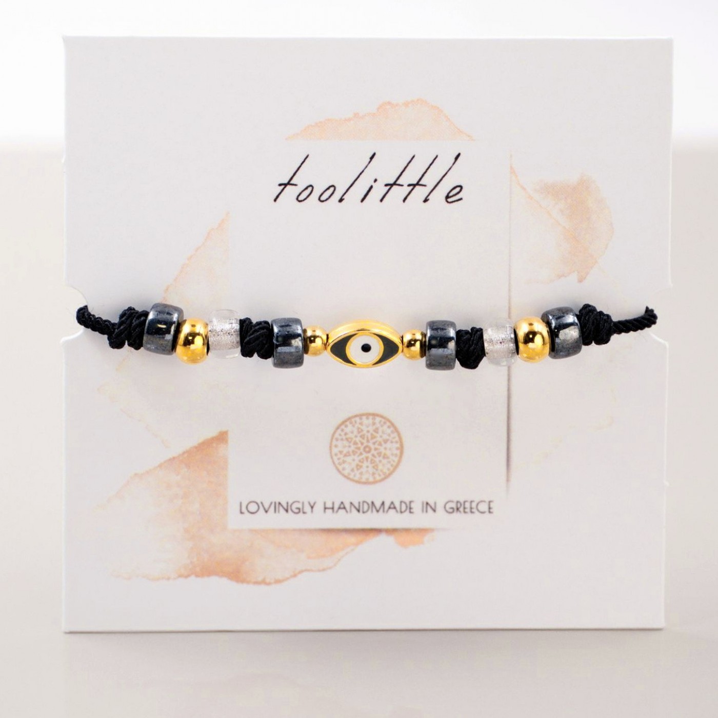 Gold-plated Macrame Bracelet - Evil Eye & Enamel — Bracelets from Toolittle — additional view 2