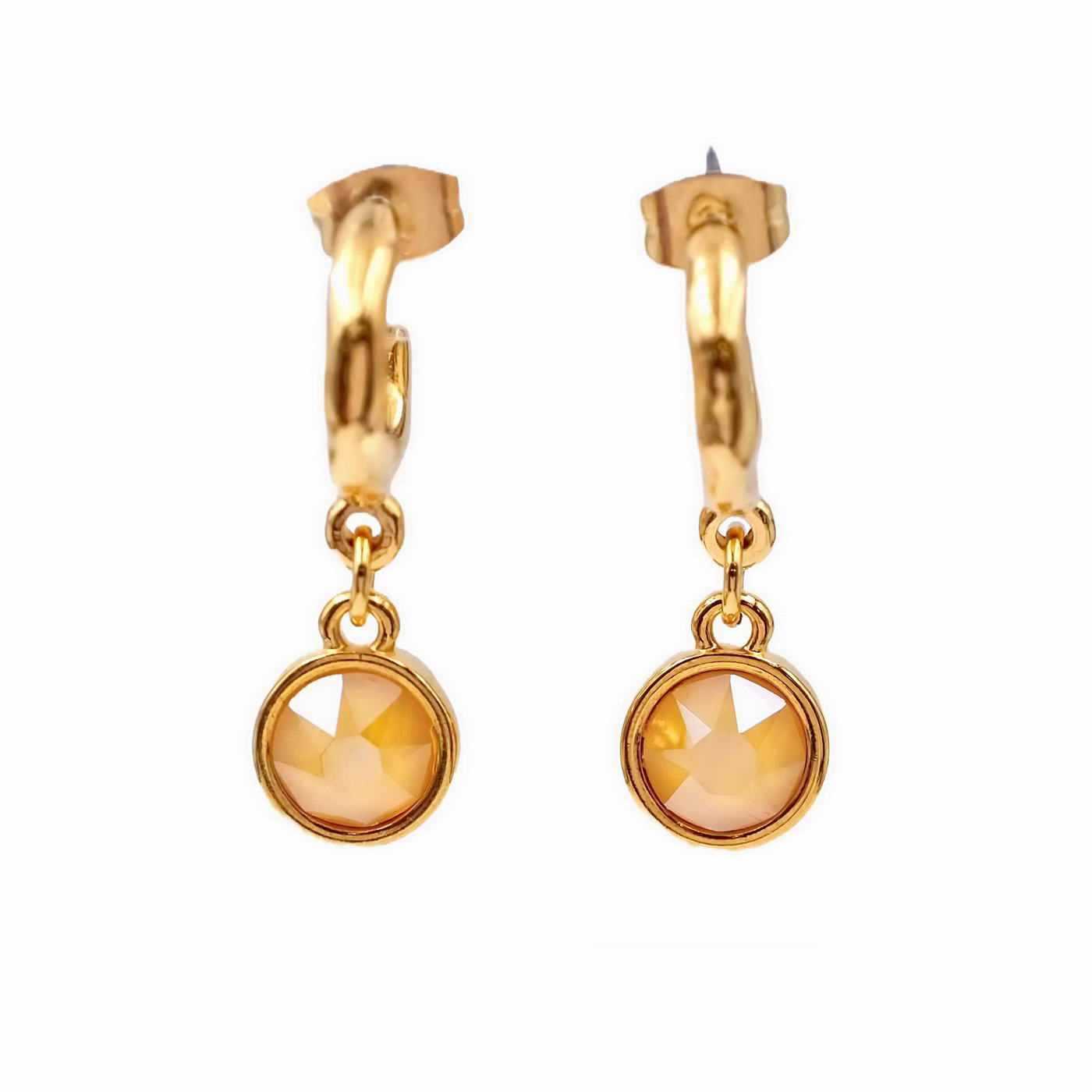 Gold-plated hoop earrings with crystals — Earrings from Toolittle — additional view 2