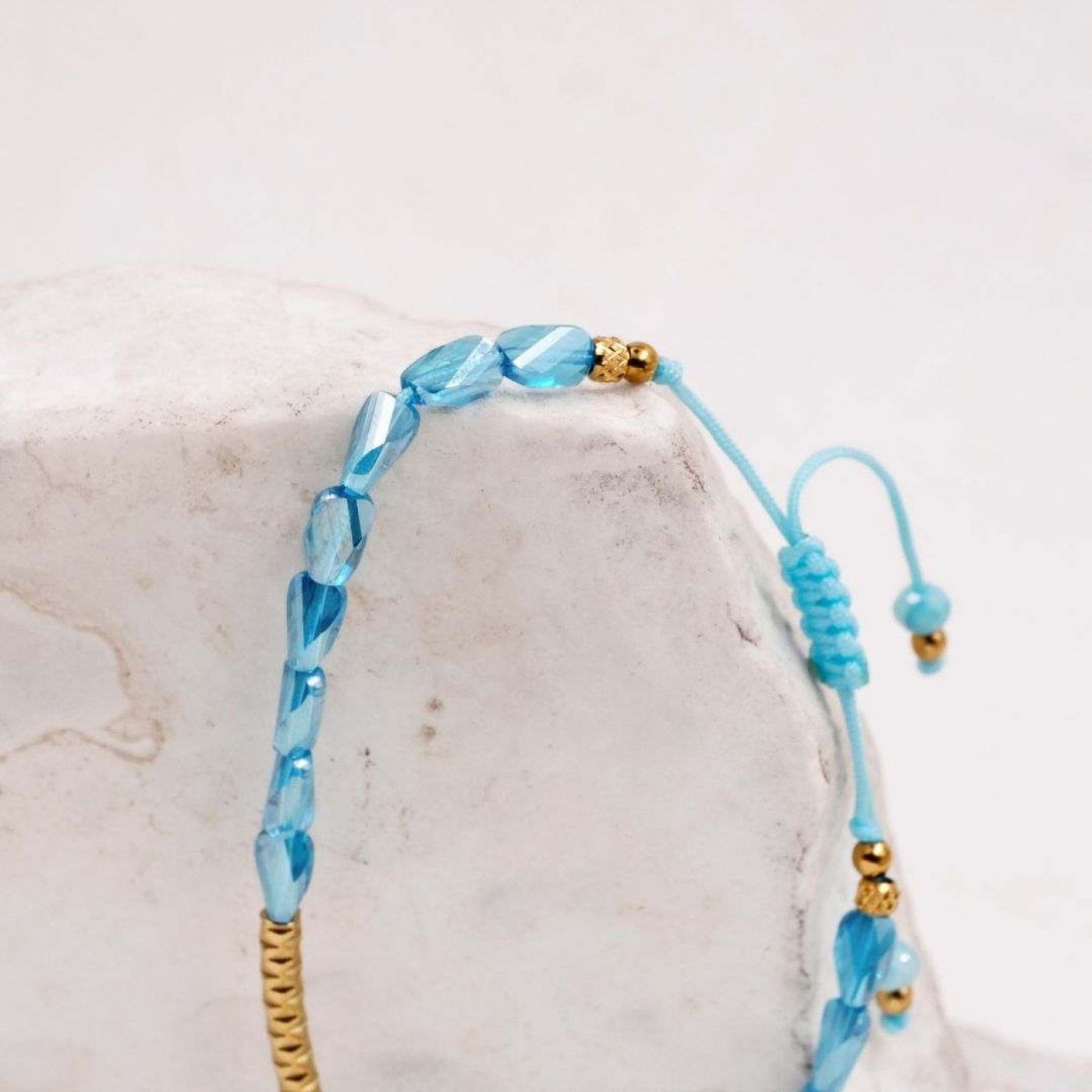 Macramé Bracelet with Crystals & Semiprecious Stones | Turquoise — Bracelets from Toolittle — additional view 3