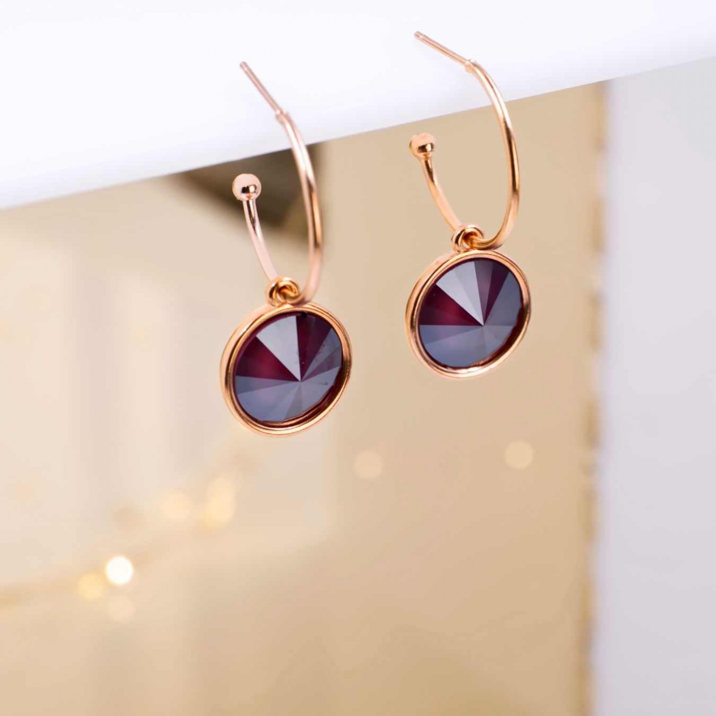 Crystal Collection: Rose Gold-Plated Hoop Earrings — Earrings from Toolittle — additional view 2
