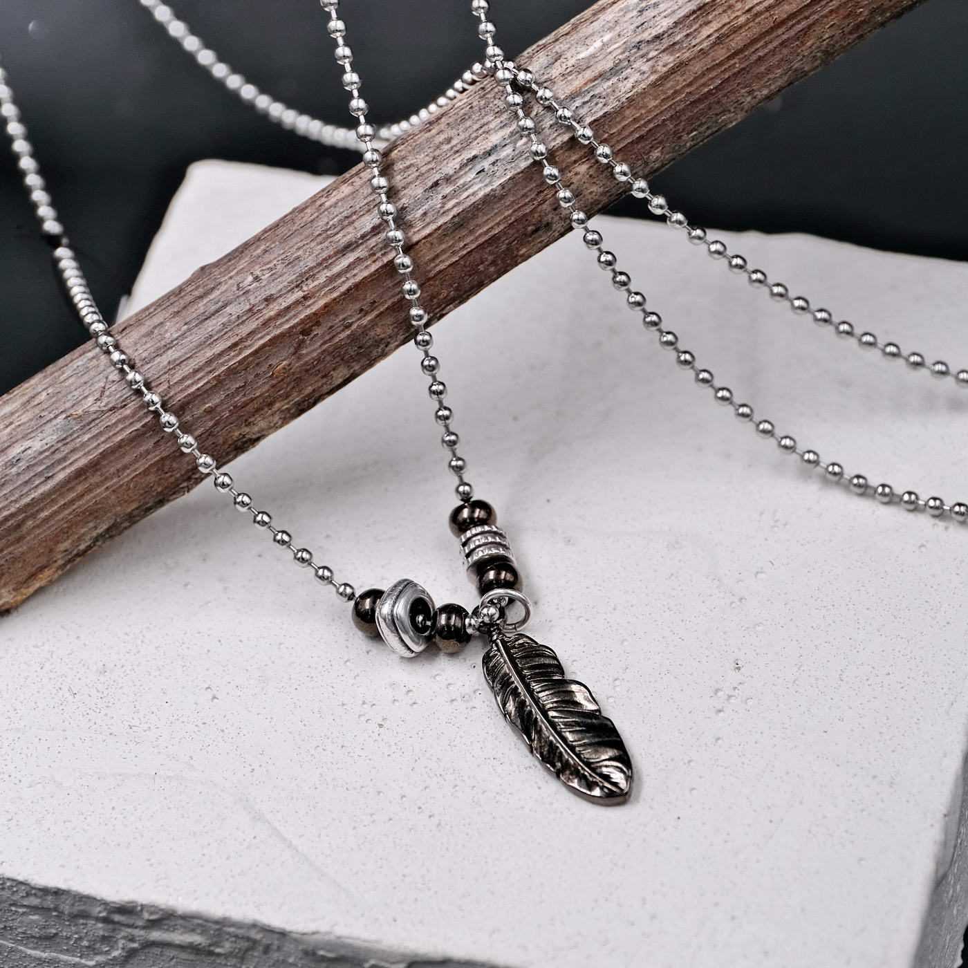 Men's necklace Feather — Necklaces from Toolittle — additional view 2