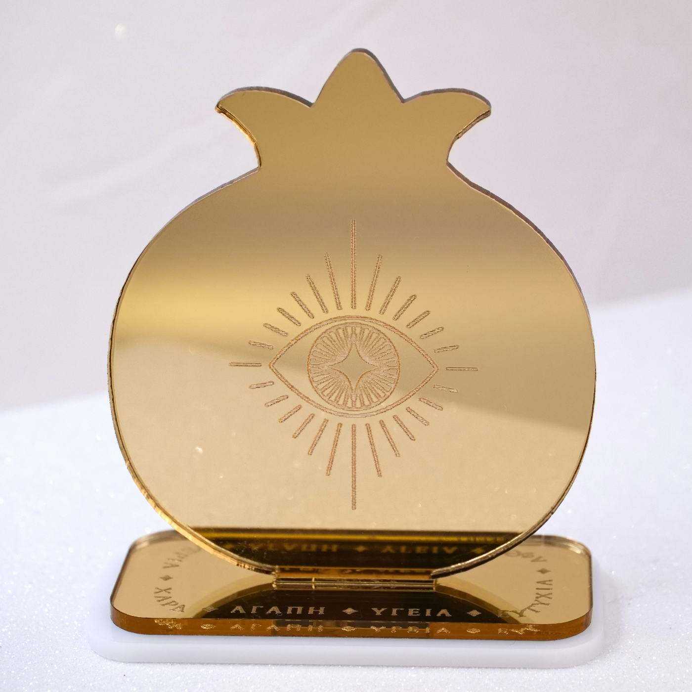 Gold Mirror Plexiglass Tabletop Charm 2026 'Mystique' - Pomegranate & Evil Eye — Pendants & charms from Toolittle — additional view 5