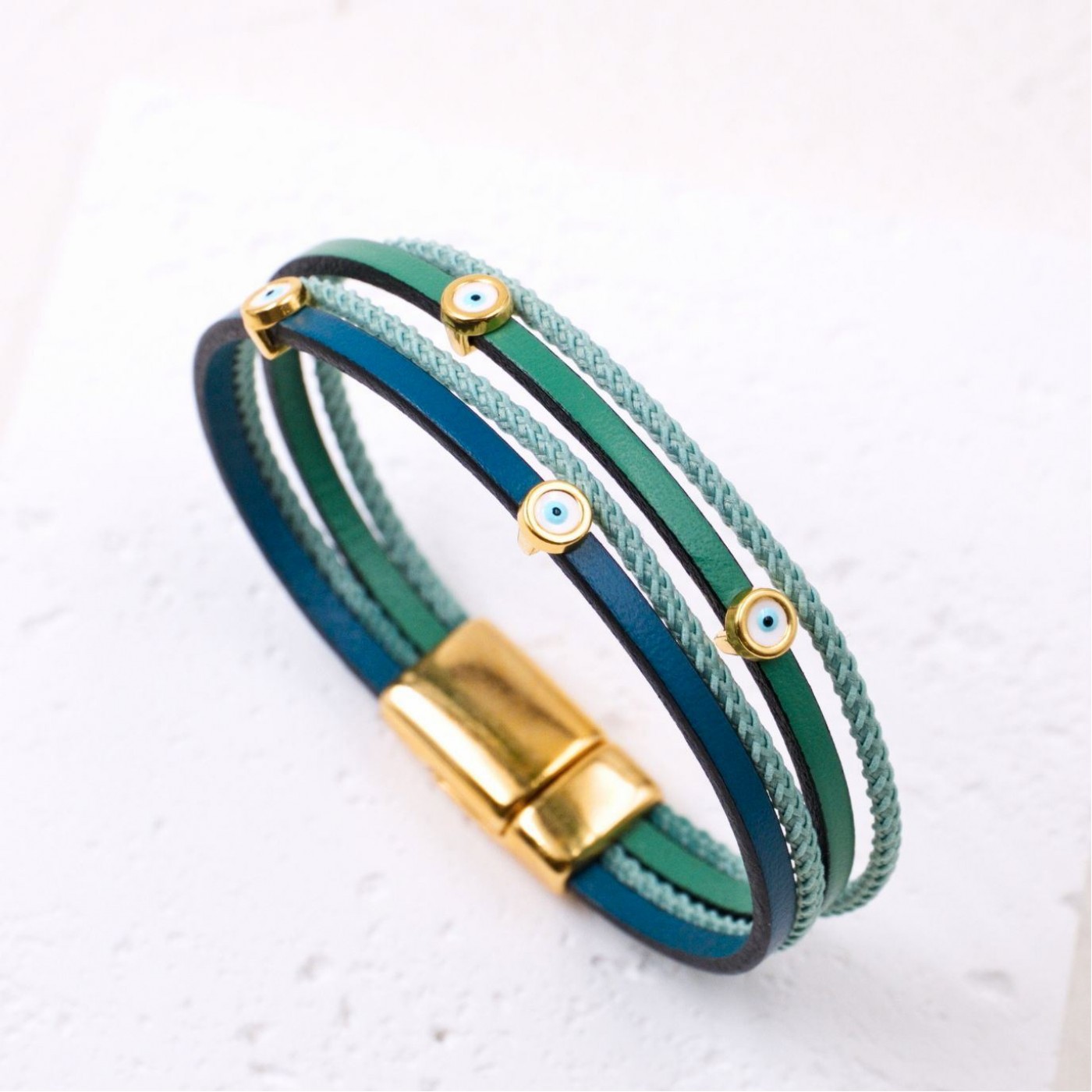 Evil Eyes Leather Bracelet — Bracelets from Toolittle — additional view 3