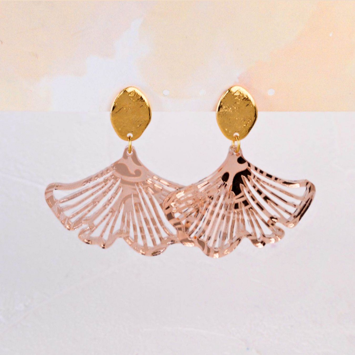 Golden Earrings | Plexiglass Ginkgo Biloba Leaf — Earrings from Toolittle — additional view 5