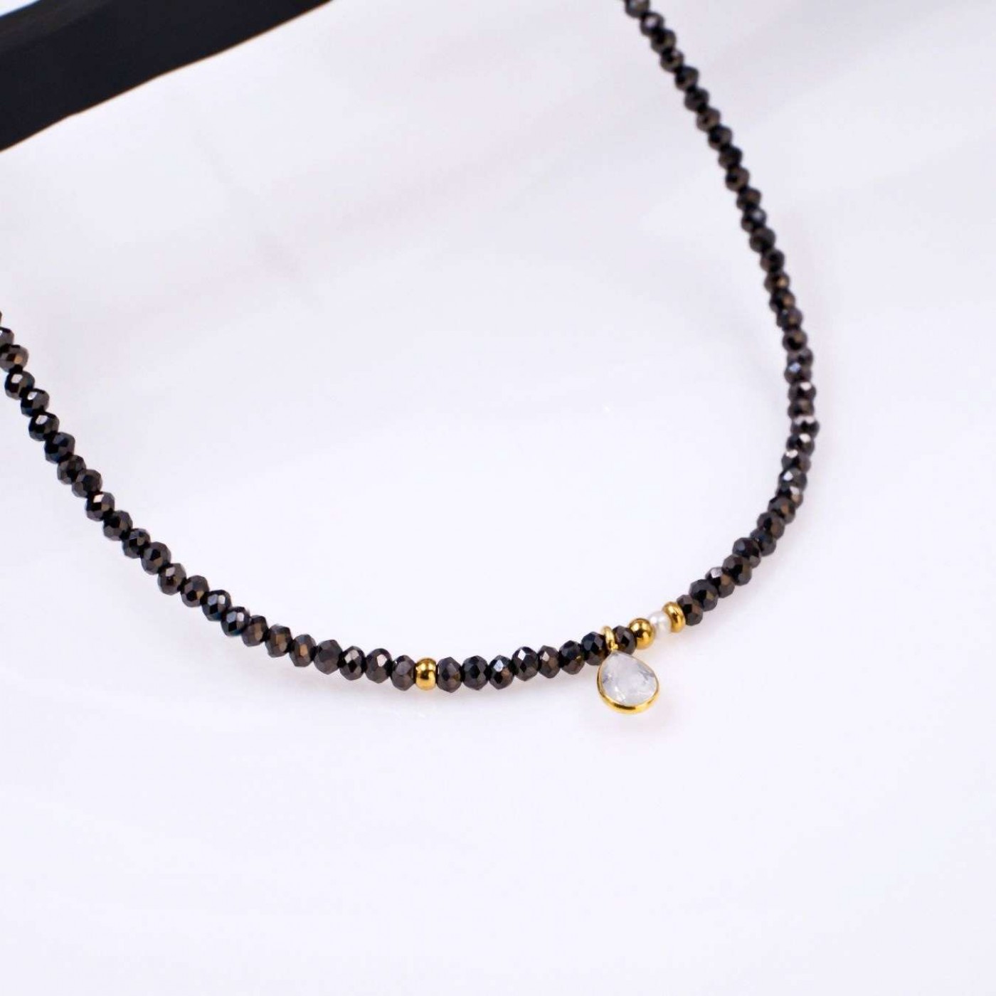 Crystal Jewelry: Stainless Steel & Silver Moonstone Necklace — Necklaces from Toolittle — additional view 3