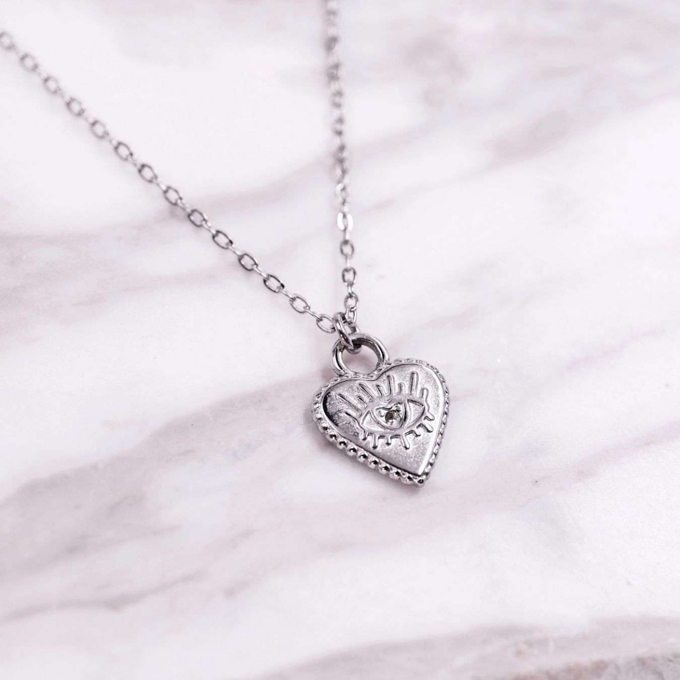 Stainless Heart Necklace with Evil Eye — Necklaces from Toolittle — additional view 7