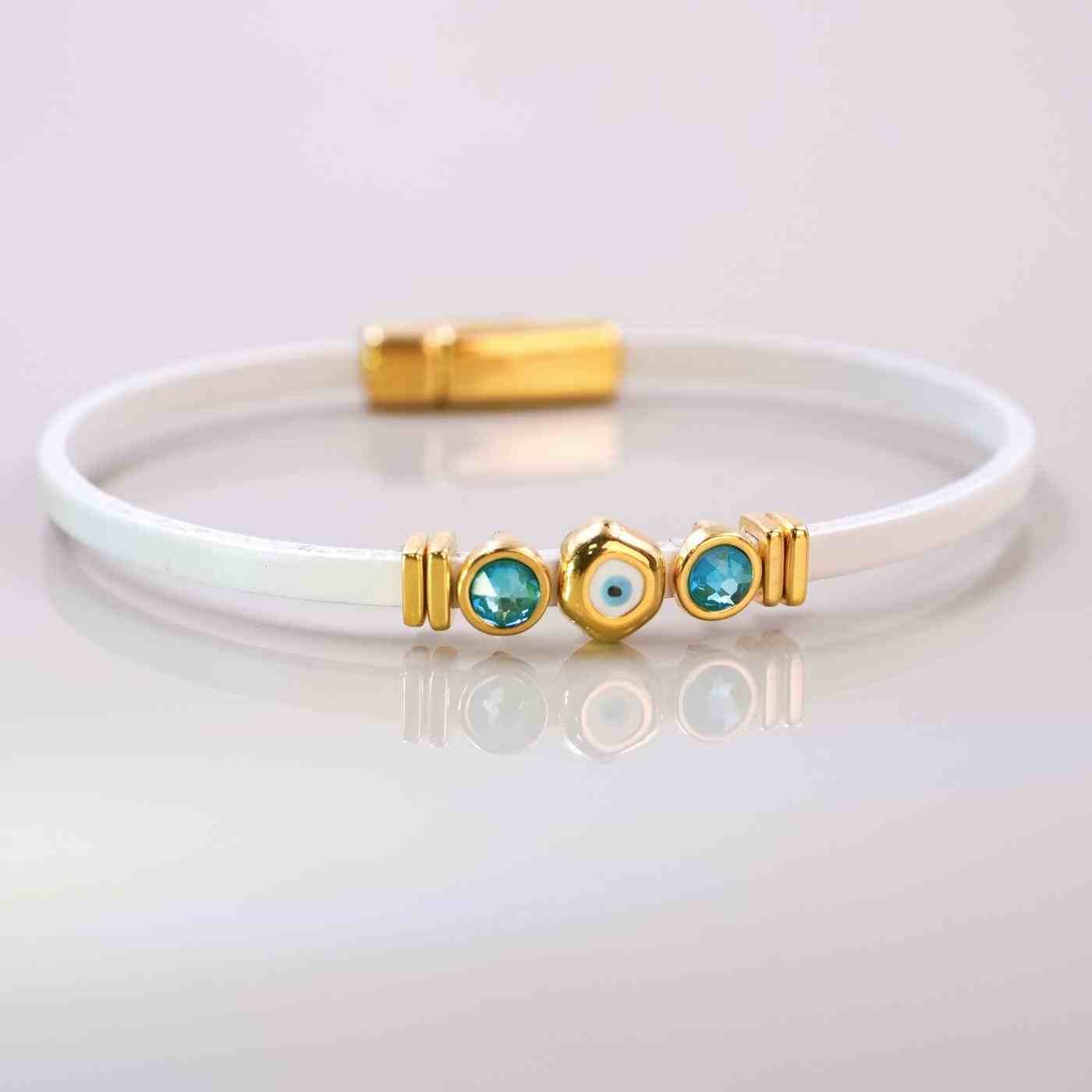Evil Eye & Crystals Leather Bracelet — Bracelets from Toolittle — additional view 3