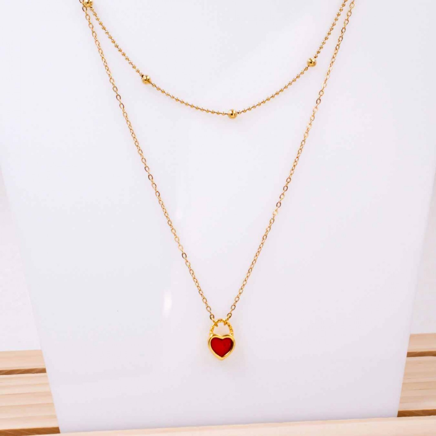 Handmade Layered Necklace - Enamelled Heart — Necklaces from Toolittle — additional view 3