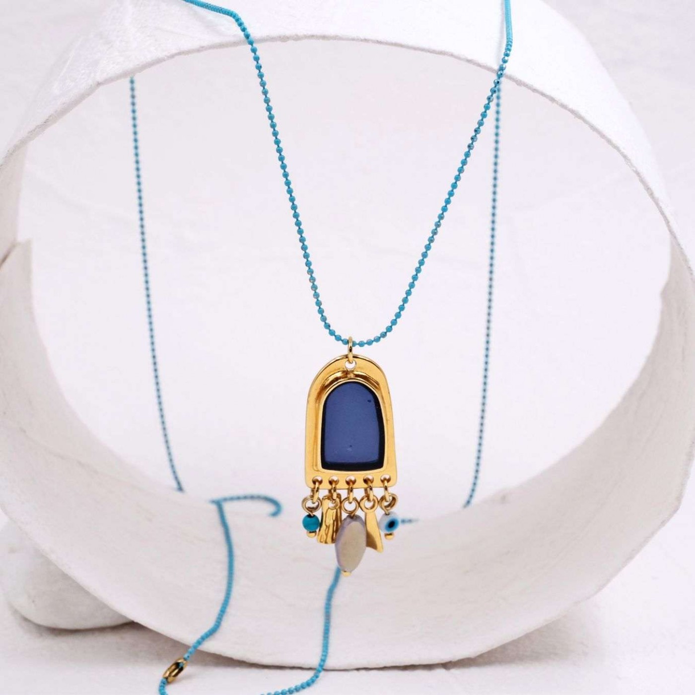 Gold-plated Boho Long Necklace - Enamel & Charms — Necklaces from Toolittle — additional view 2