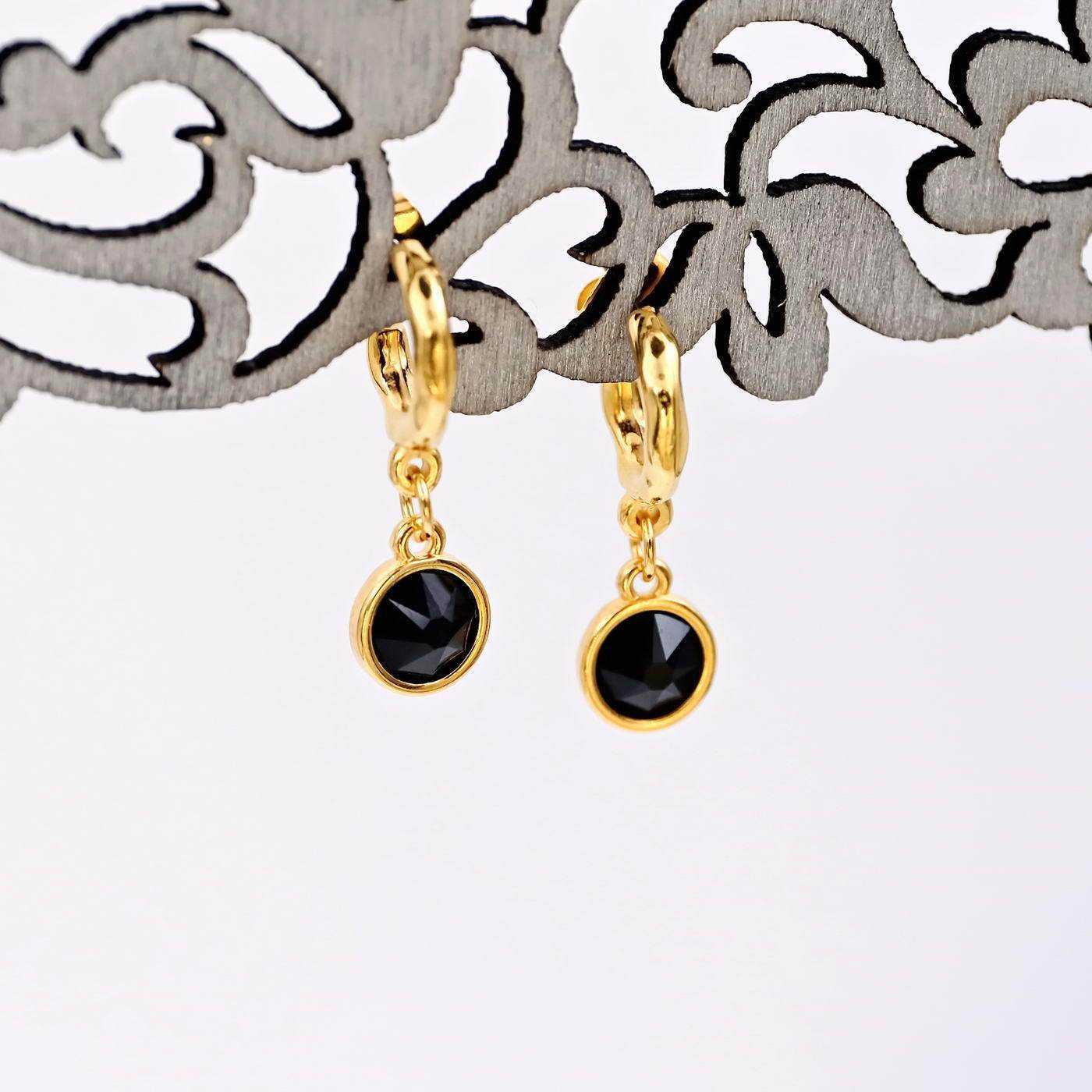 Gold-plated hoop earrings with crystals — Earrings from Toolittle — additional view 3