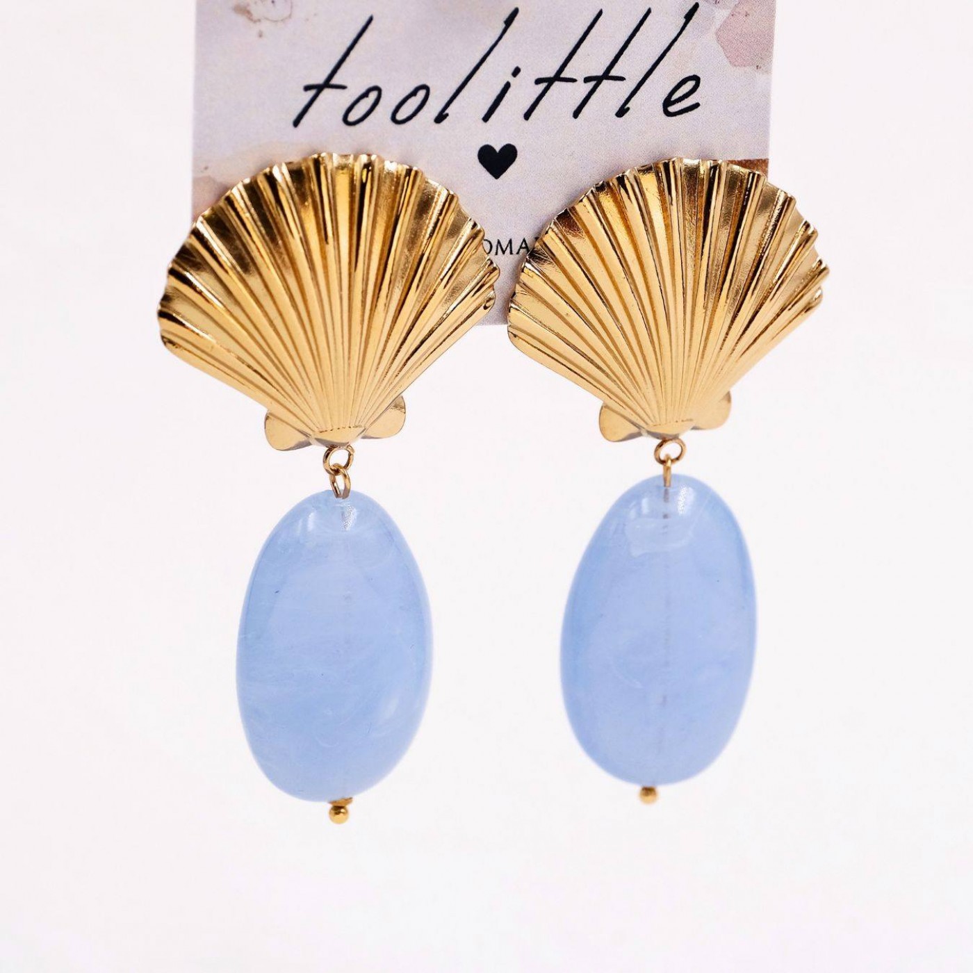 Gold-plated Clam Shell & Stone Earrings | Stainless — Earrings from Toolittle — additional view 4