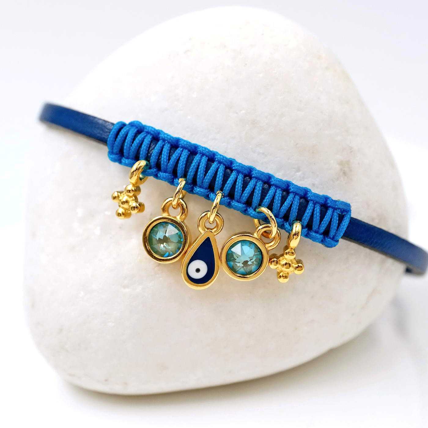 Leather bracelet with crystals and enamel — Bracelets from Toolittle — additional view 2