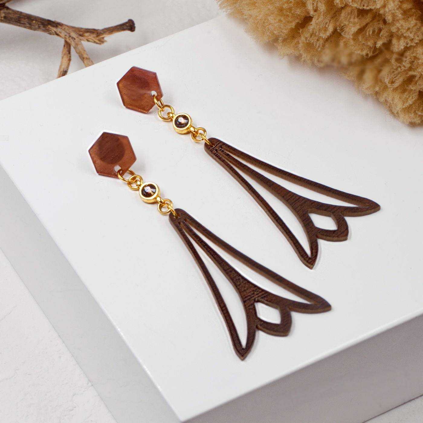 Plexiglass Wood Effect Earrings — Earrings from Toolittle — additional view 2