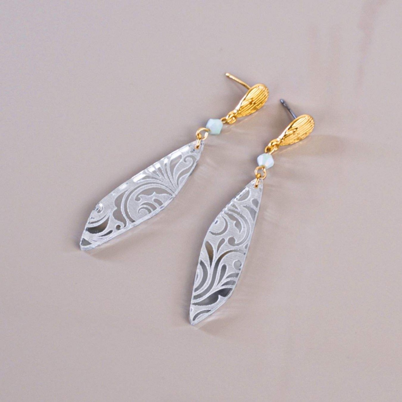 Golden Earrings | Plexiglass with Pattern — Earrings from Toolittle — additional view 3