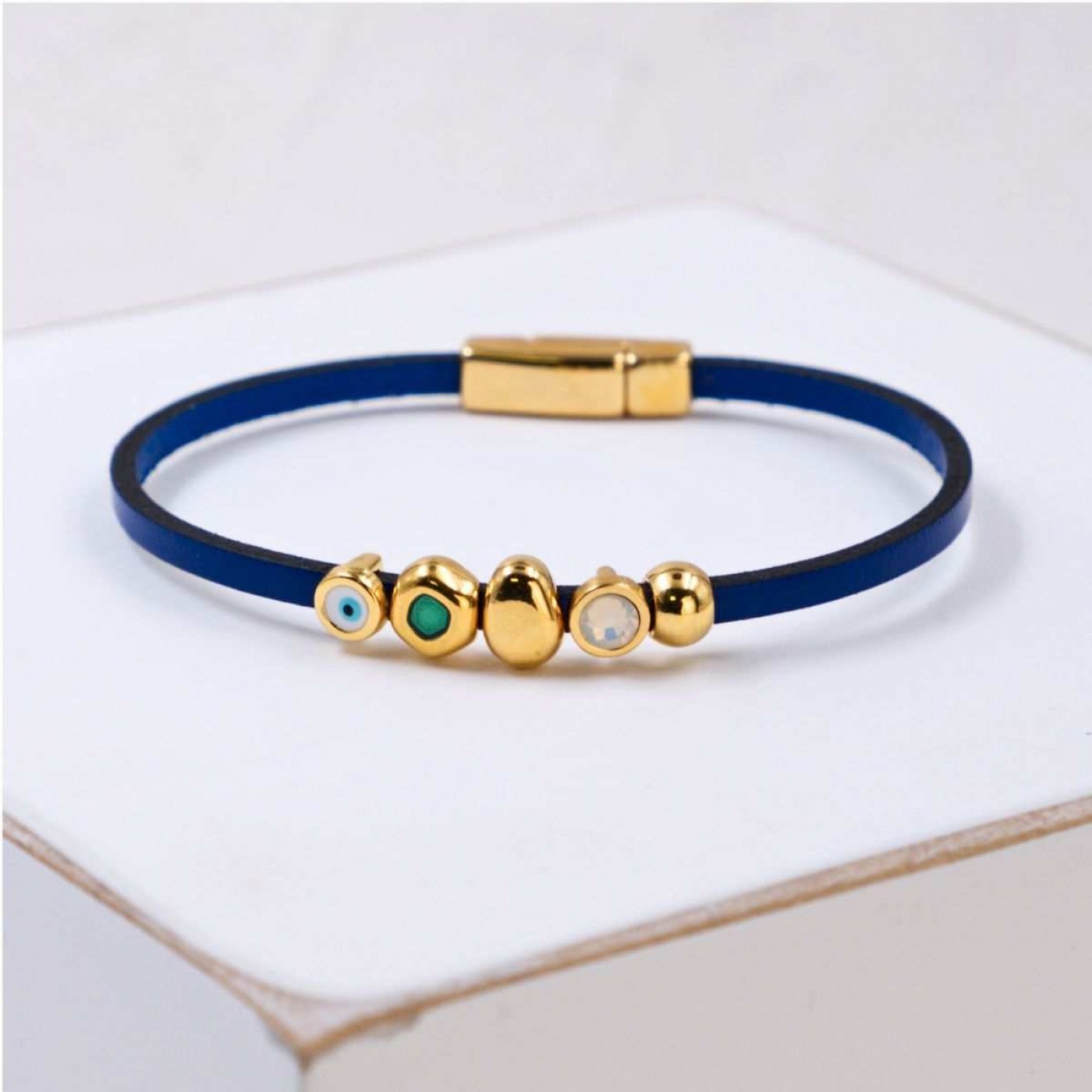 Evil Eye & Crystals Leather Bracelet | Handmade — Bracelets from Toolittle — additional view 4
