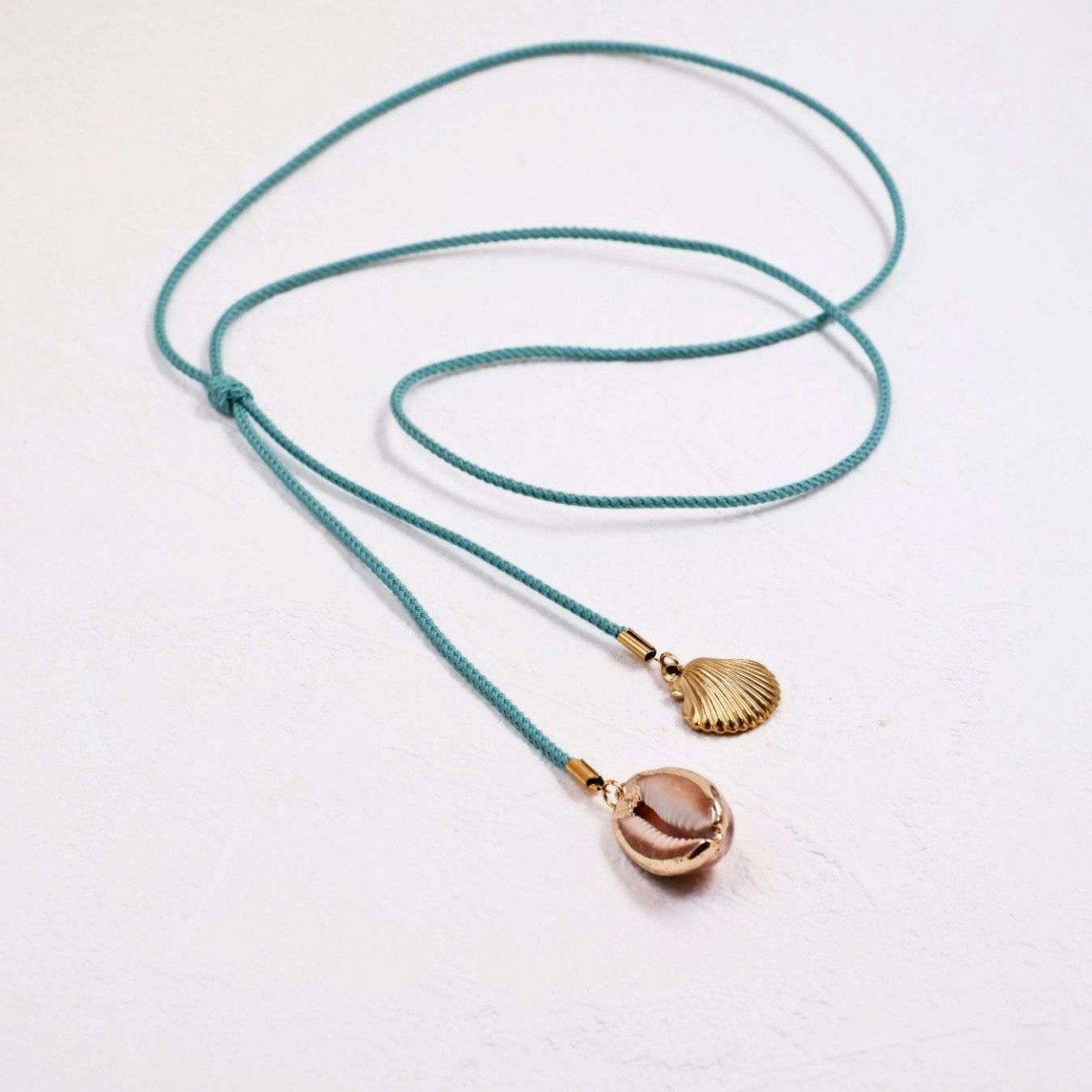 Steel Gold-plated Necklace - Cord & Sea Shells — Necklaces from Toolittle — additional view 4