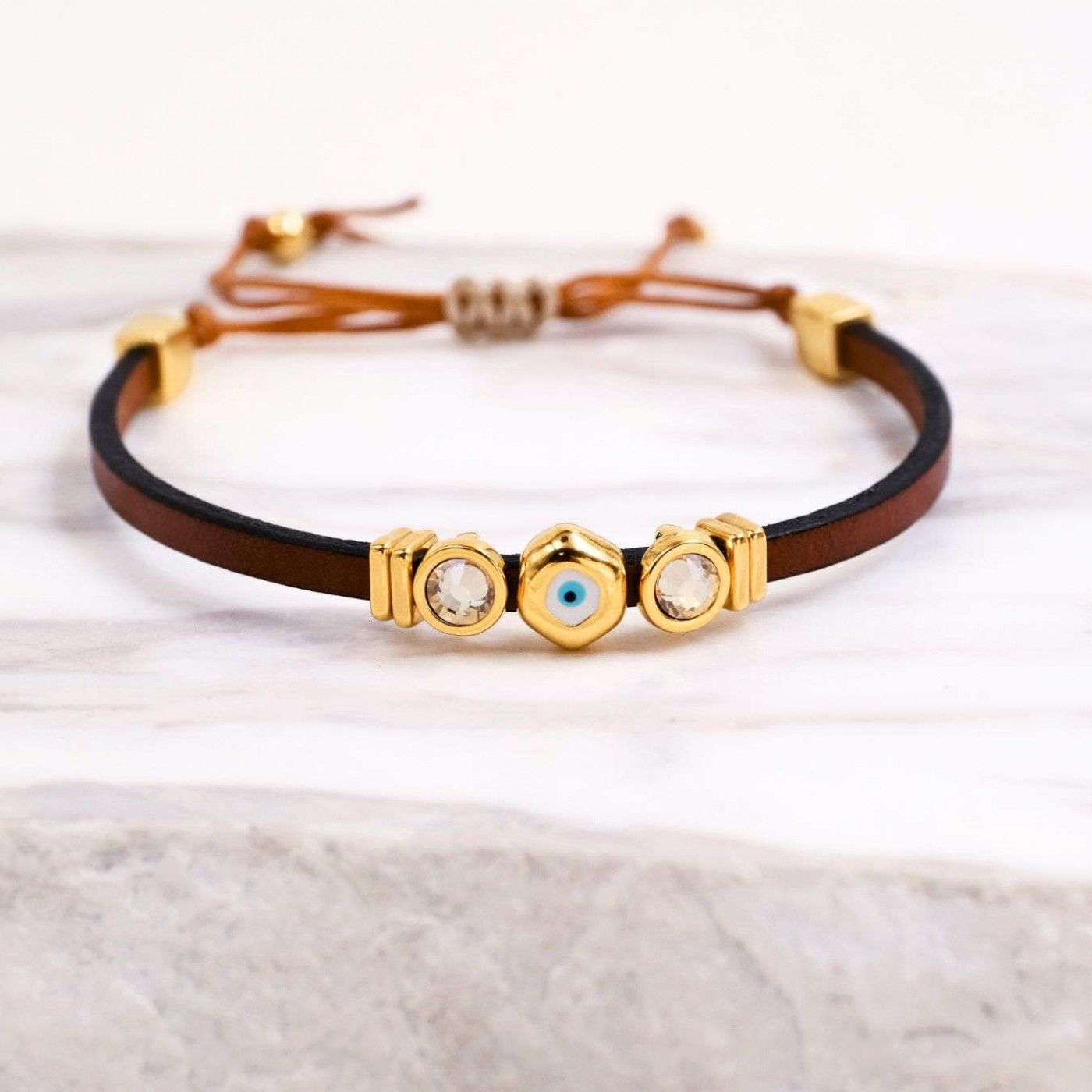 Leather Bracelets | Pebble Evil Eye — Bracelets from Toolittle — additional view 4