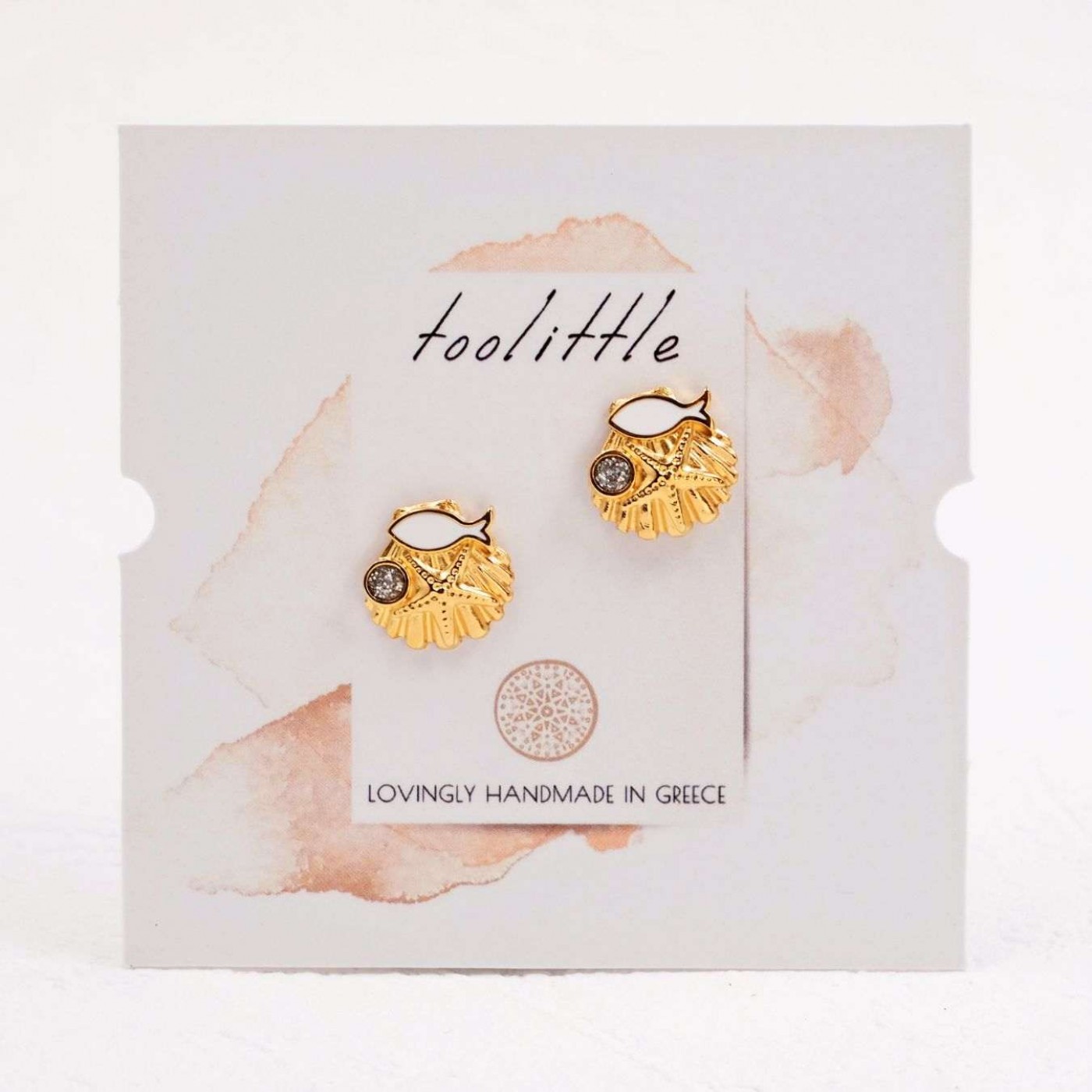 Gold-Plated Stud Starfish Earrings | White Enamel — Earrings from Toolittle — additional view 4