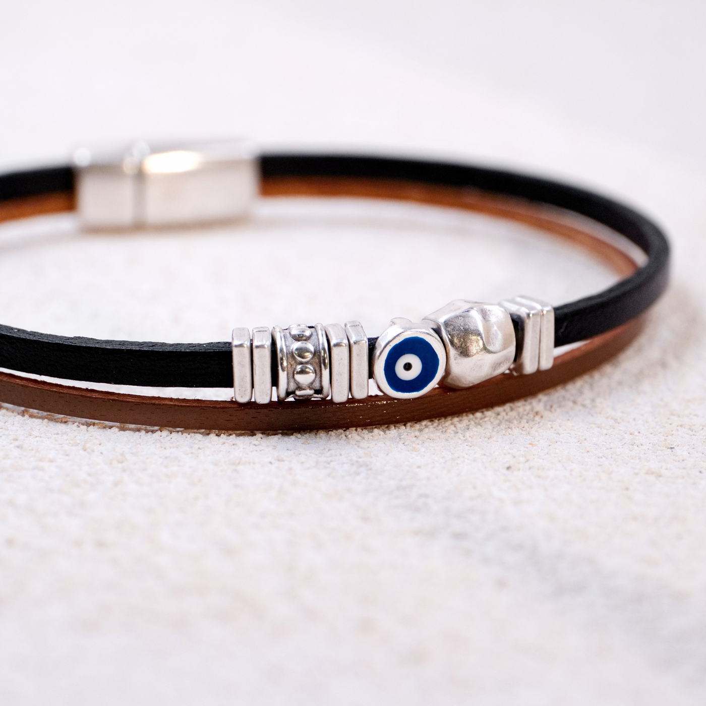 Evil Eye Leather Men's Bracelet — Bracelets from Toolittle — additional view 2