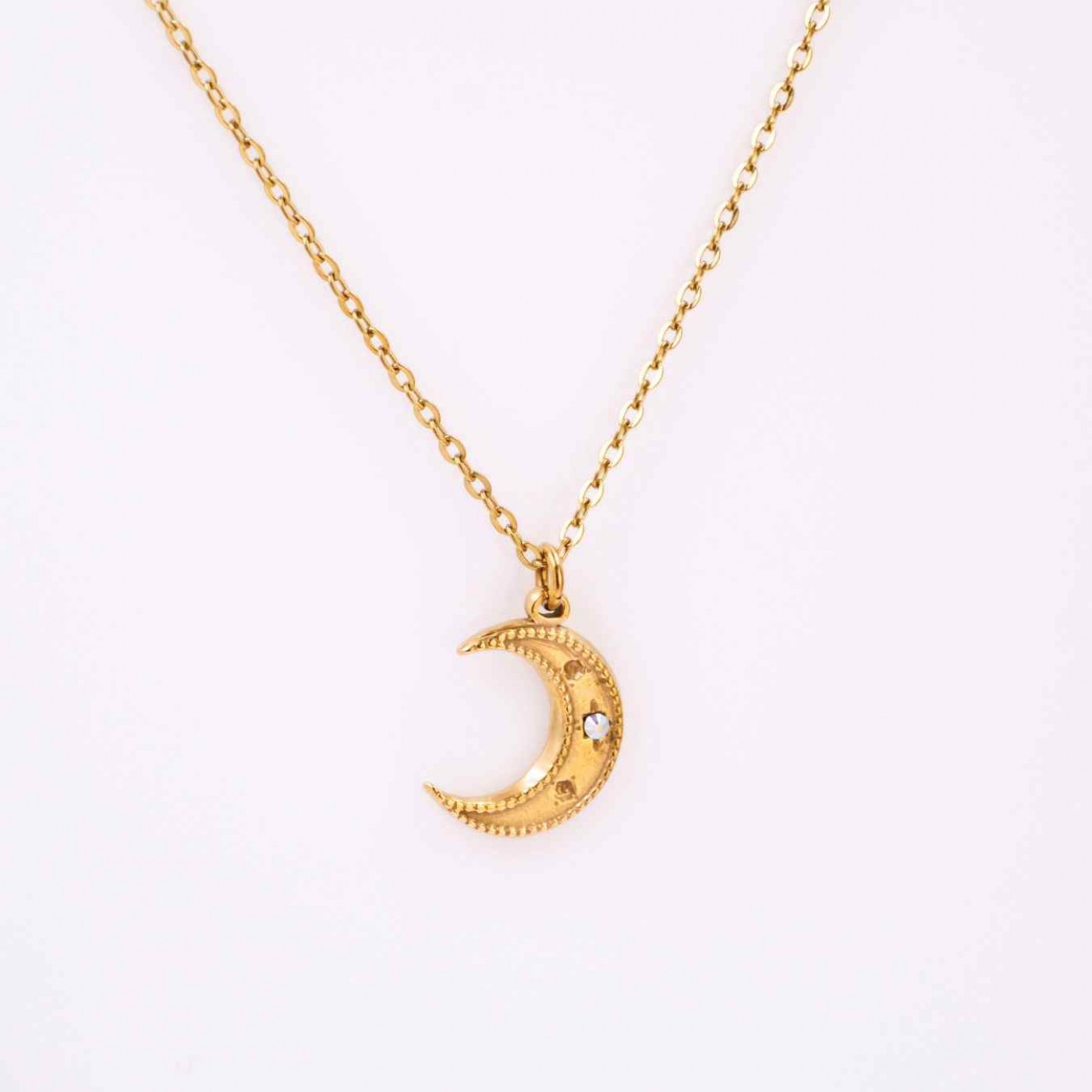 Stainless Steel Necklace - Metal Moon with Zircon — Necklaces from Toolittle — additional view 5