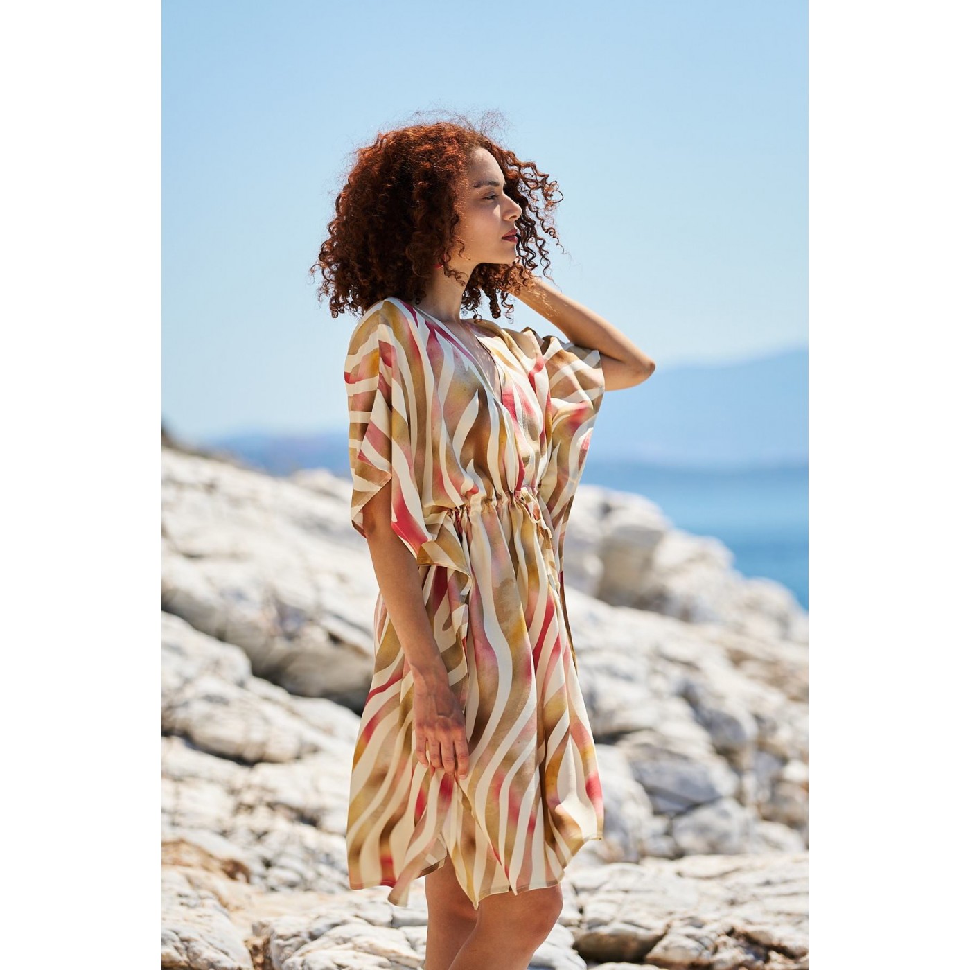 KOKKOSAMMOU Short caftan Paros with front tie — Dresses from Toolittle — additional view 7