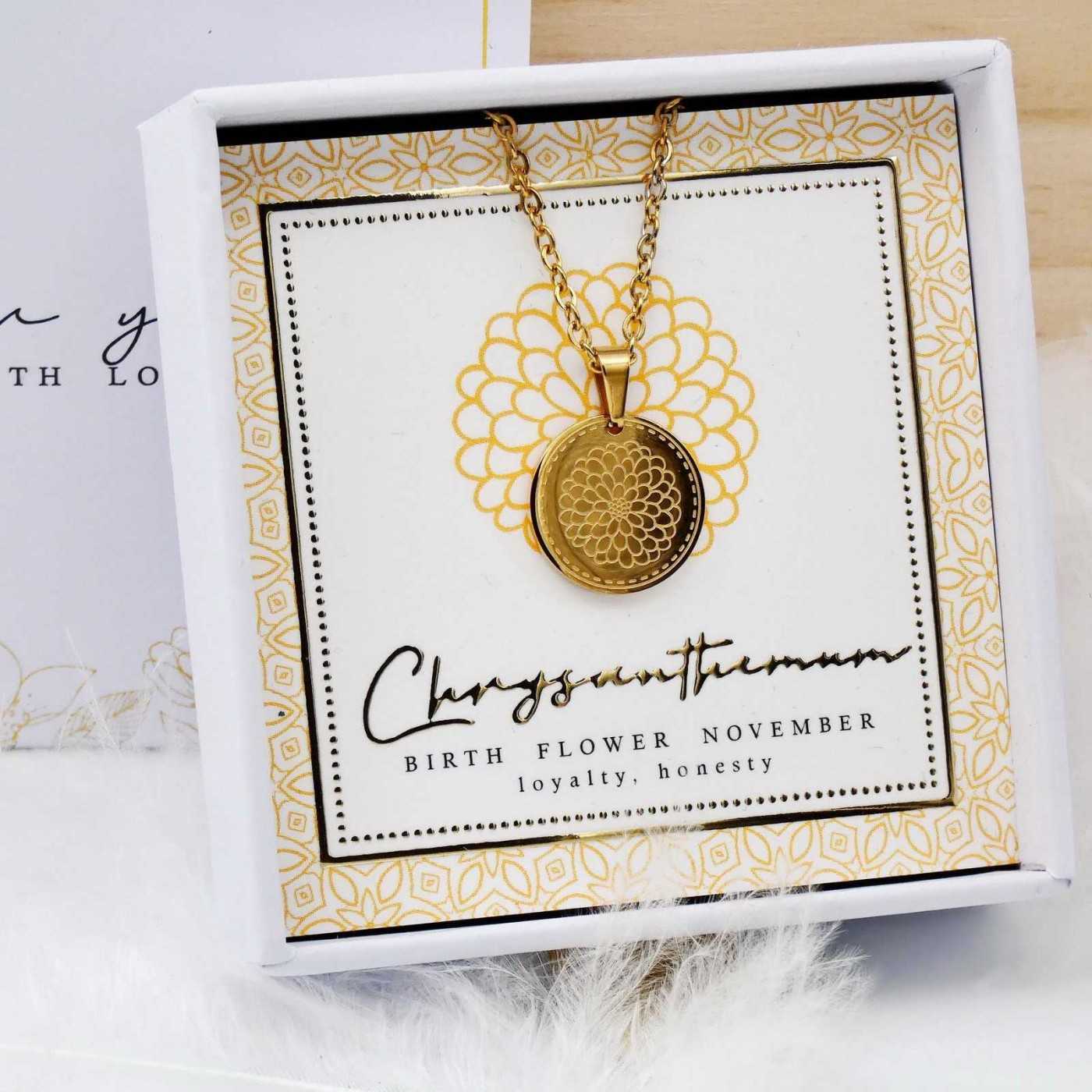 Birth Flower Necklace- Chrysanthemum for November — Necklaces from Toolittle — additional view 2