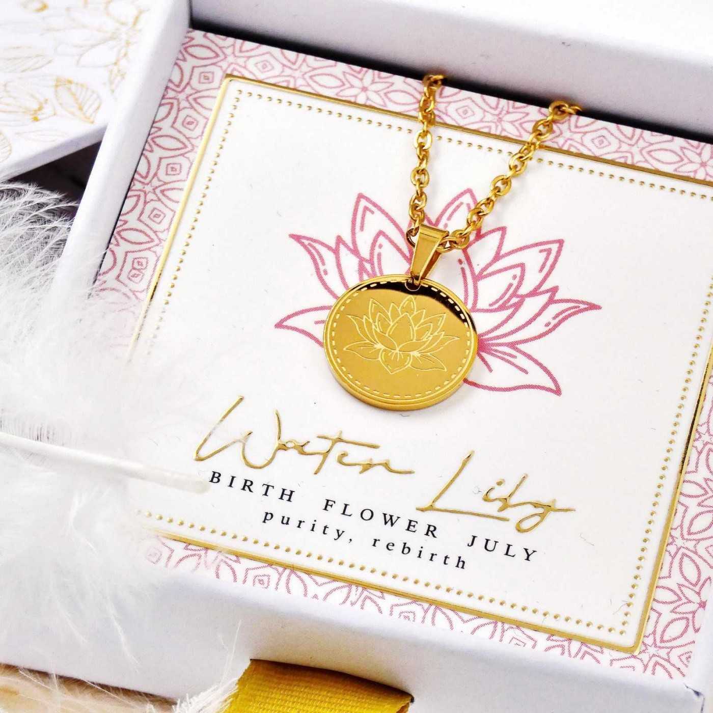 Birth Flower Necklace- Water Lily for July — Necklaces from Toolittle — additional view 2