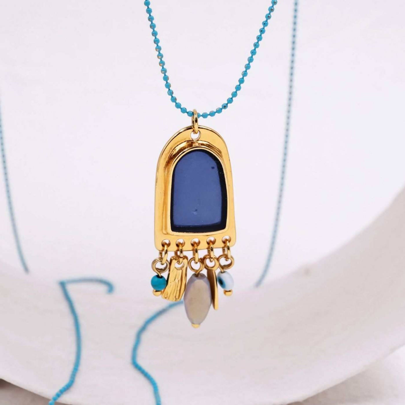 Gold-plated Boho Long Necklace - Enamel & Charms — Necklaces from Toolittle — additional view 3
