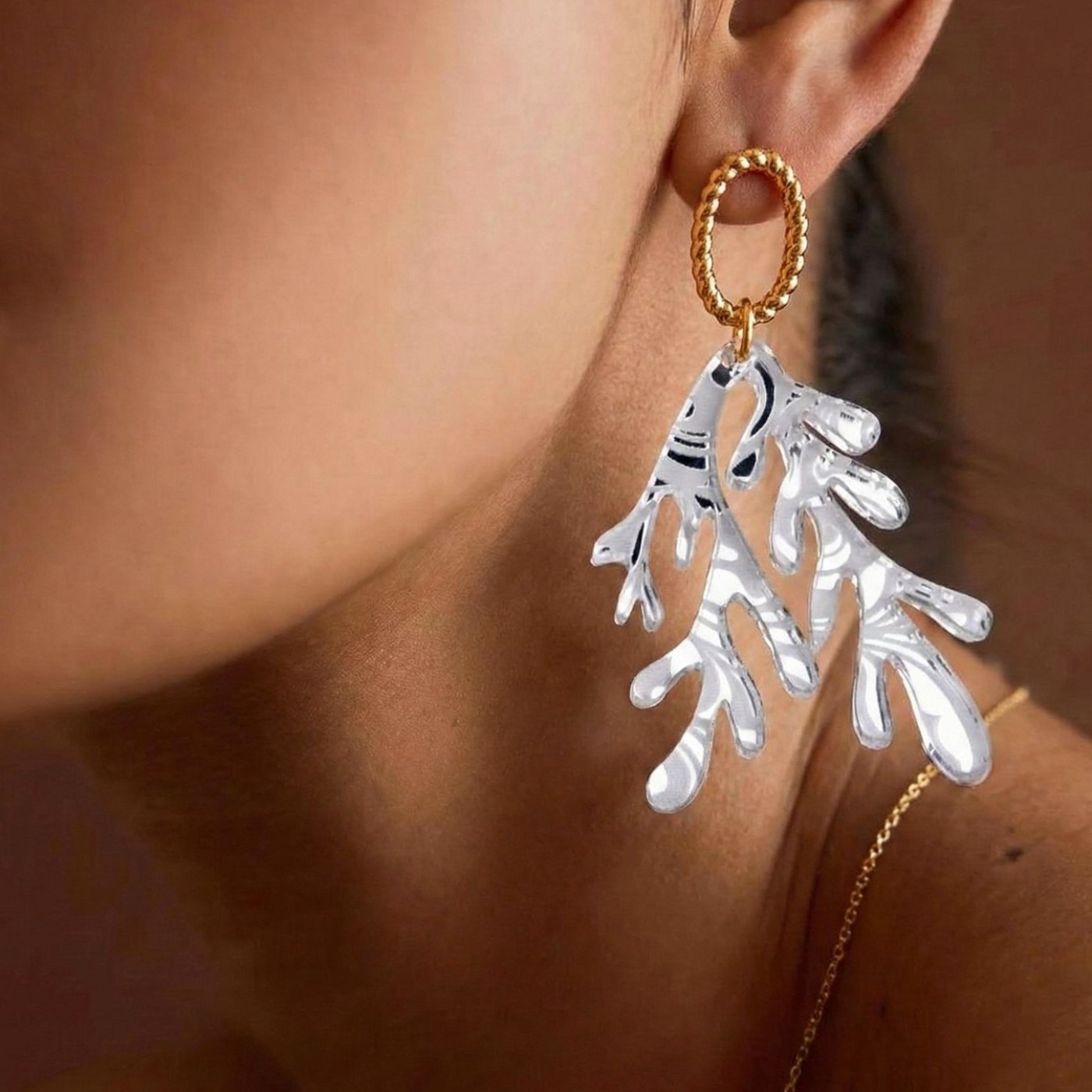 Golden Earrings | Plexiglass Coral — Earrings from Toolittle — additional view 4
