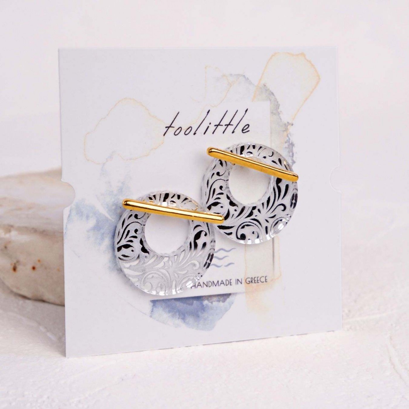 Stud Earrings with Golden Bar - Plexiglass Print — Earrings from Toolittle — additional view 2