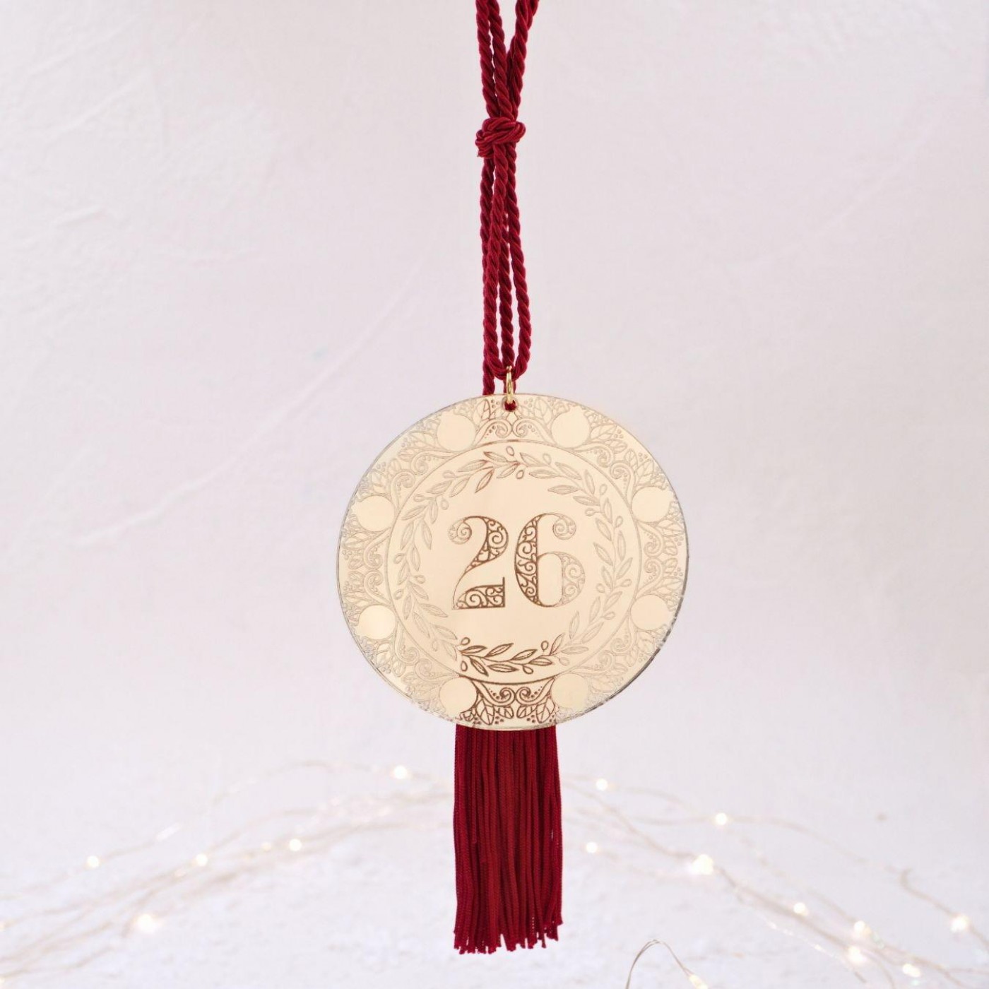 Handmade 2026 Good Luck Charm – Gold Mirror Plexiglass Disc with “26” Engraving — Pendants & charms from Toolittle — additional view 4