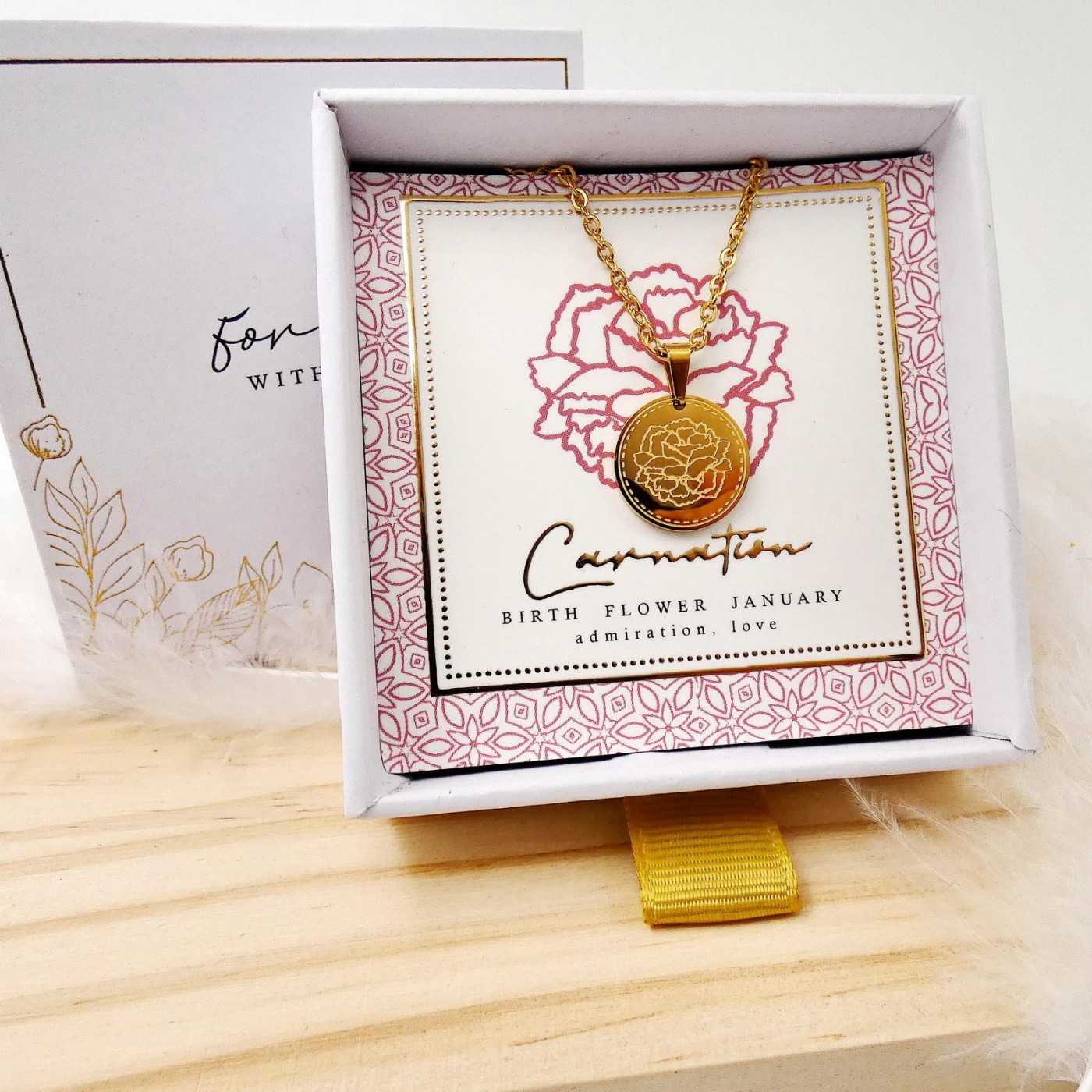 Birth Flower Necklace- Carnation for January — Necklaces from Toolittle — additional view 2