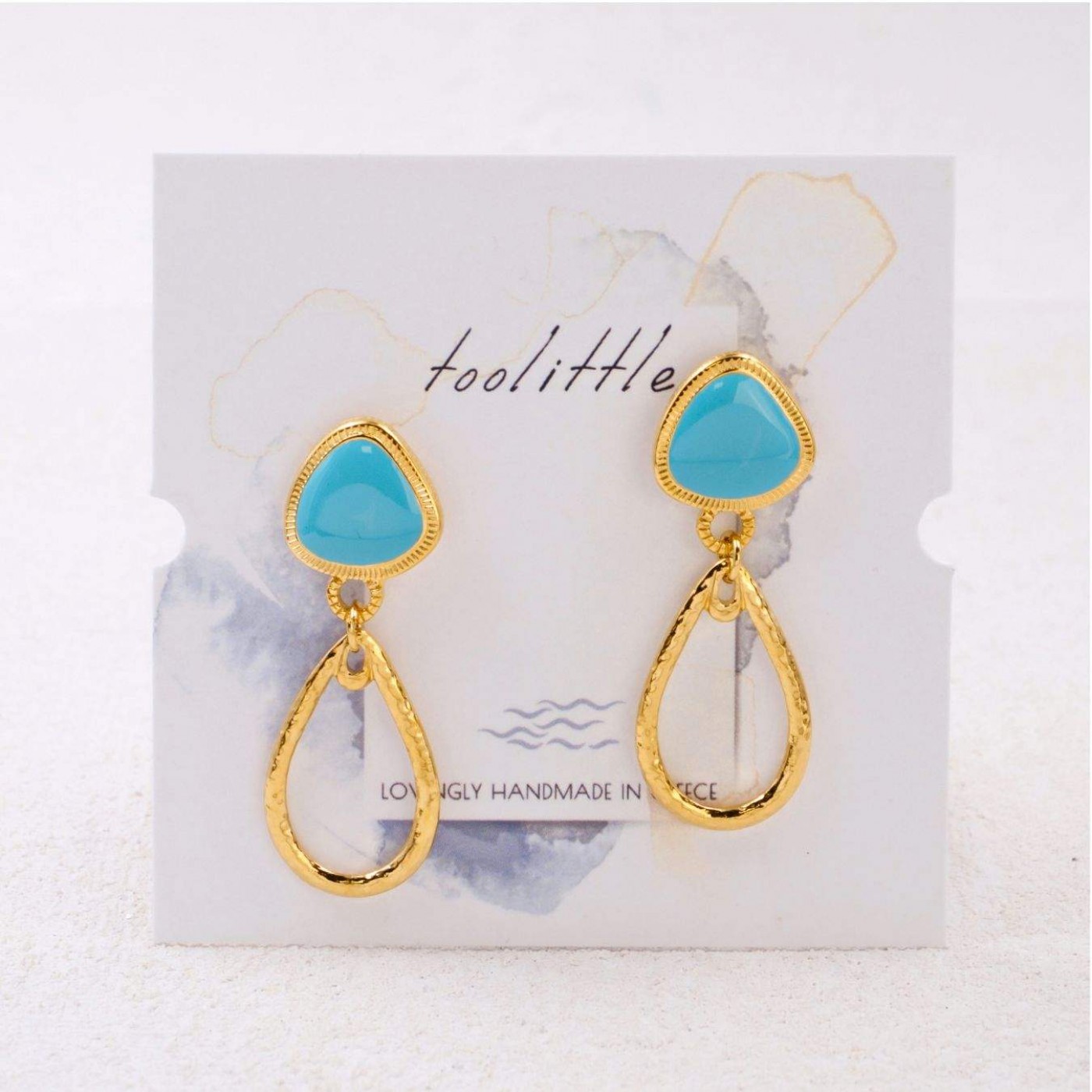 Teardrop Earrings - Gold Plated with Enamel — Earrings from Toolittle — additional view 2
