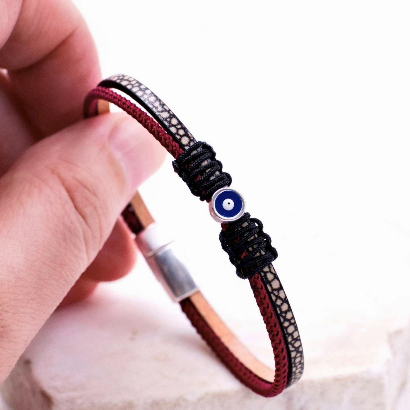 Evil Eye Leather Men's Bracelet — Bracelets from Toolittle — additional view 2