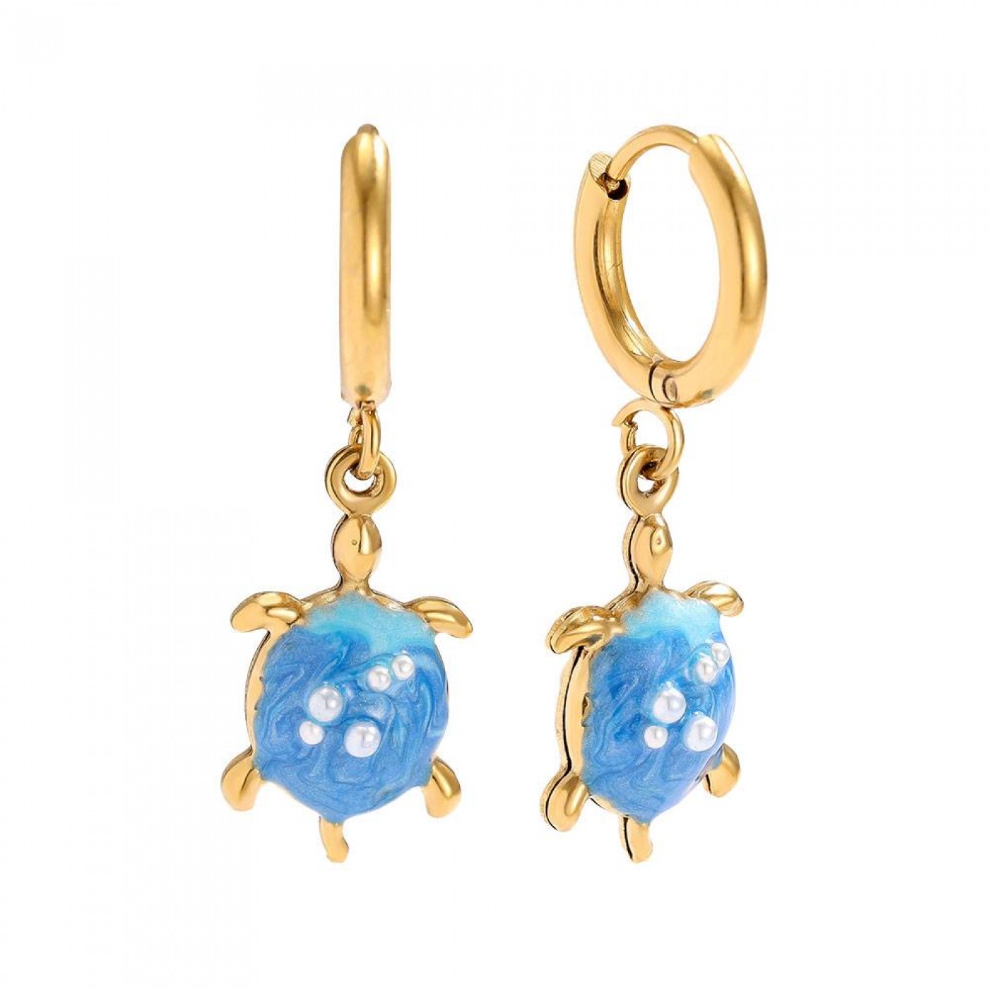 Stainless Steel | Turtle Hoop Earrings with Enamel — Earrings from Toolittle — additional view 4