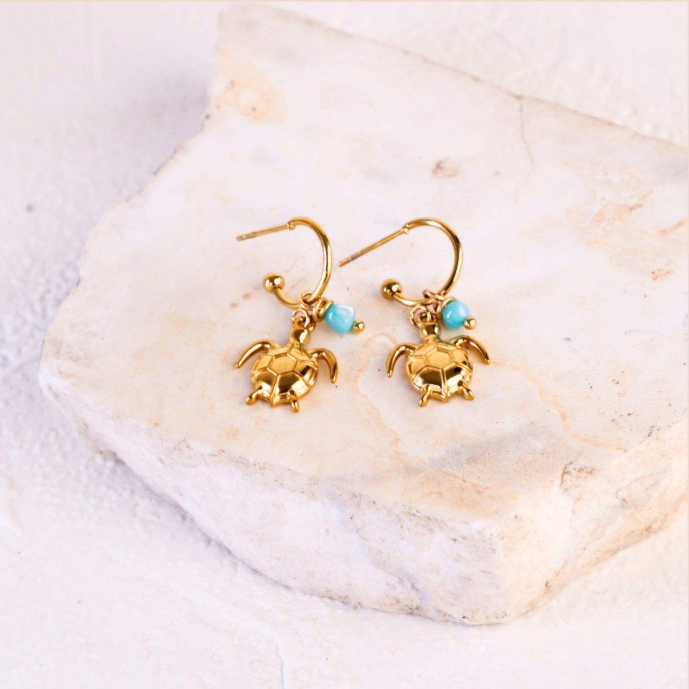 Stainless Steel Jewelry: Turtle Hoop Earrings