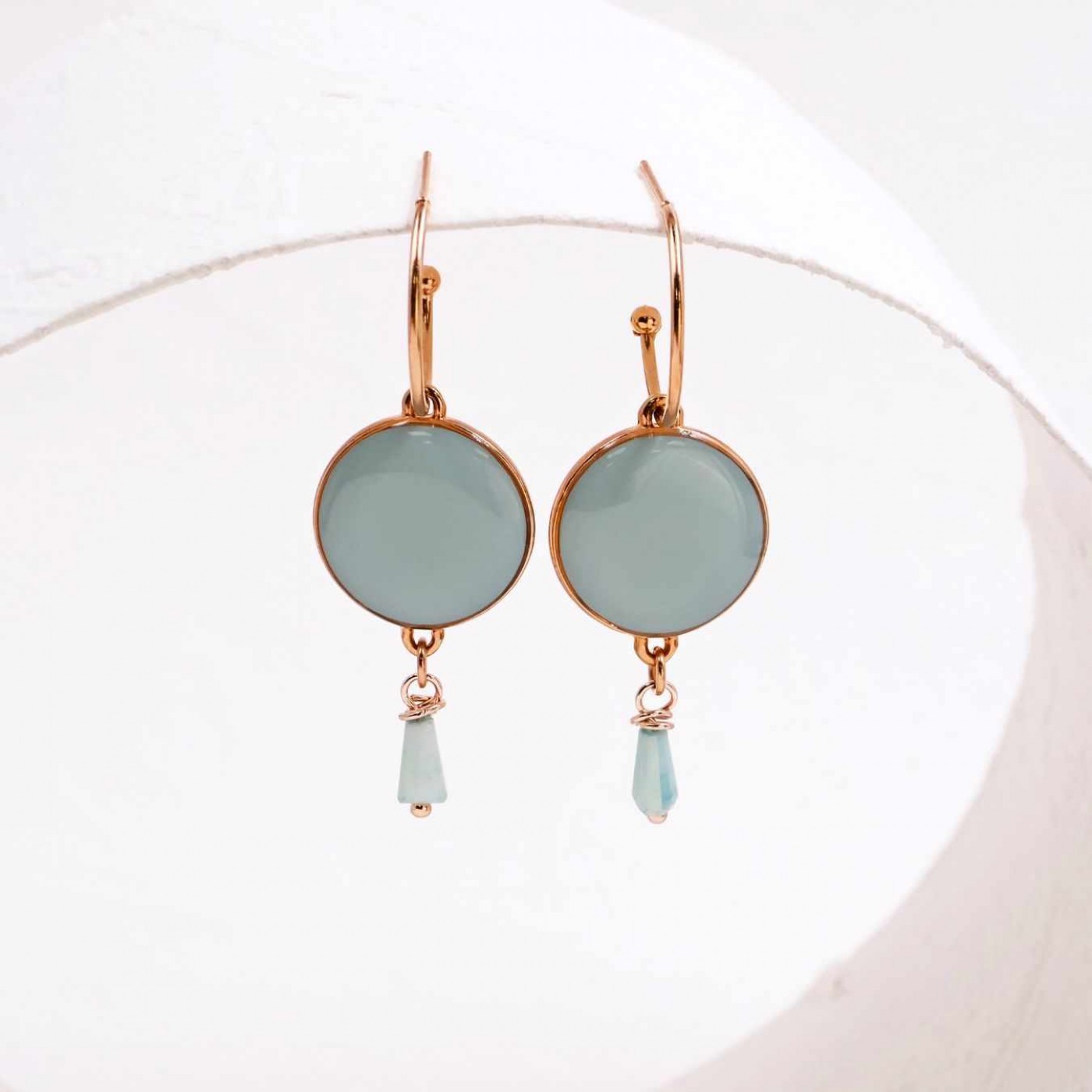 Enamel Jewelry: Rose Gold-Plated Hoop Earrings — Earrings from Toolittle — additional view 2