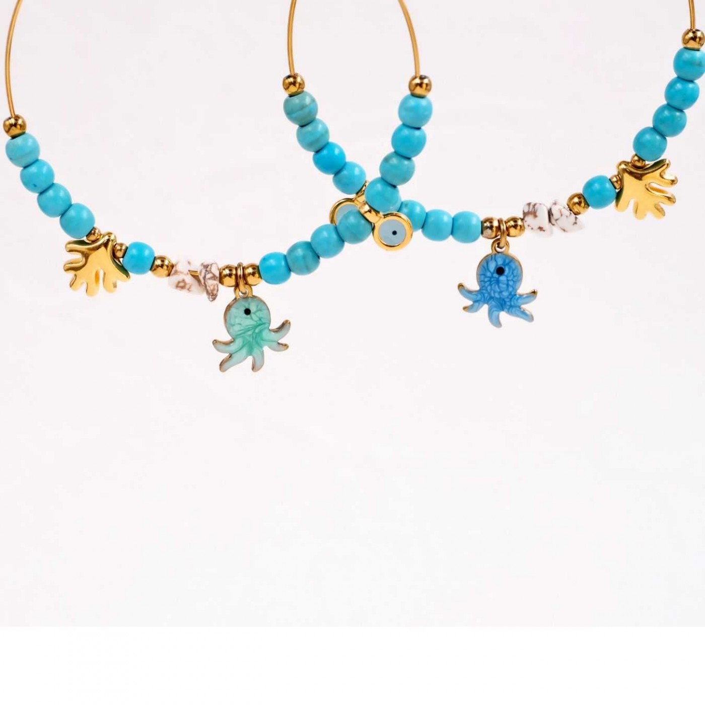 Sea Life Hoop Earrings | Howlite & Enamel — Earrings from Toolittle — additional view 5