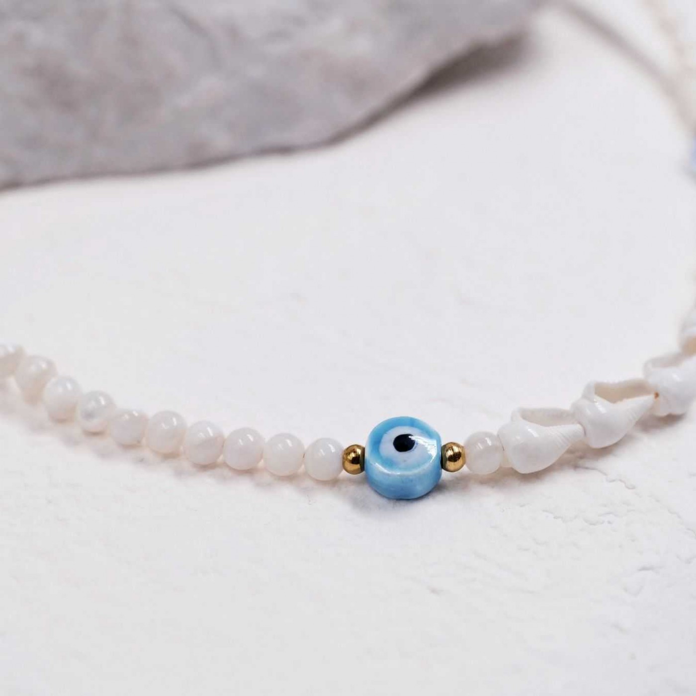 Summer Necklace | Stones & Ceramic Evil Eye - Color Option — Necklaces from Toolittle — additional view 6