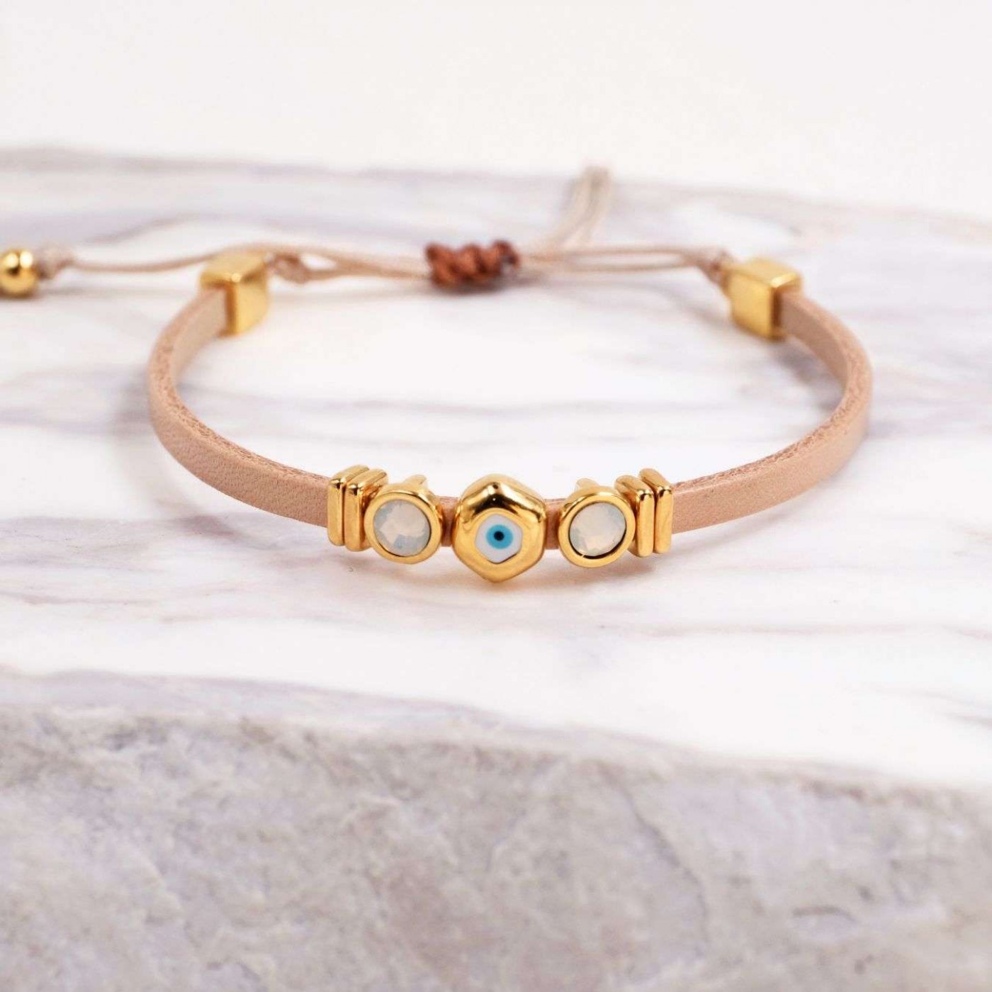 Leather Bracelets | Pebble Evil Eye — Bracelets from Toolittle — additional view 2