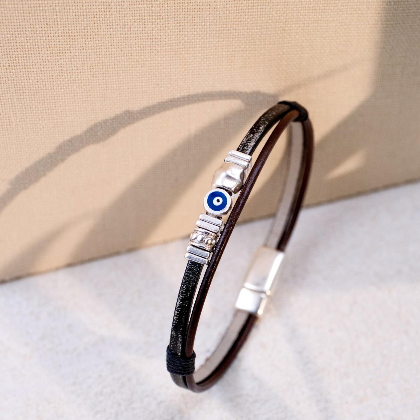 Evil Eye Leather Men's Bracelet — Bracelets from Toolittle — additional view 2
