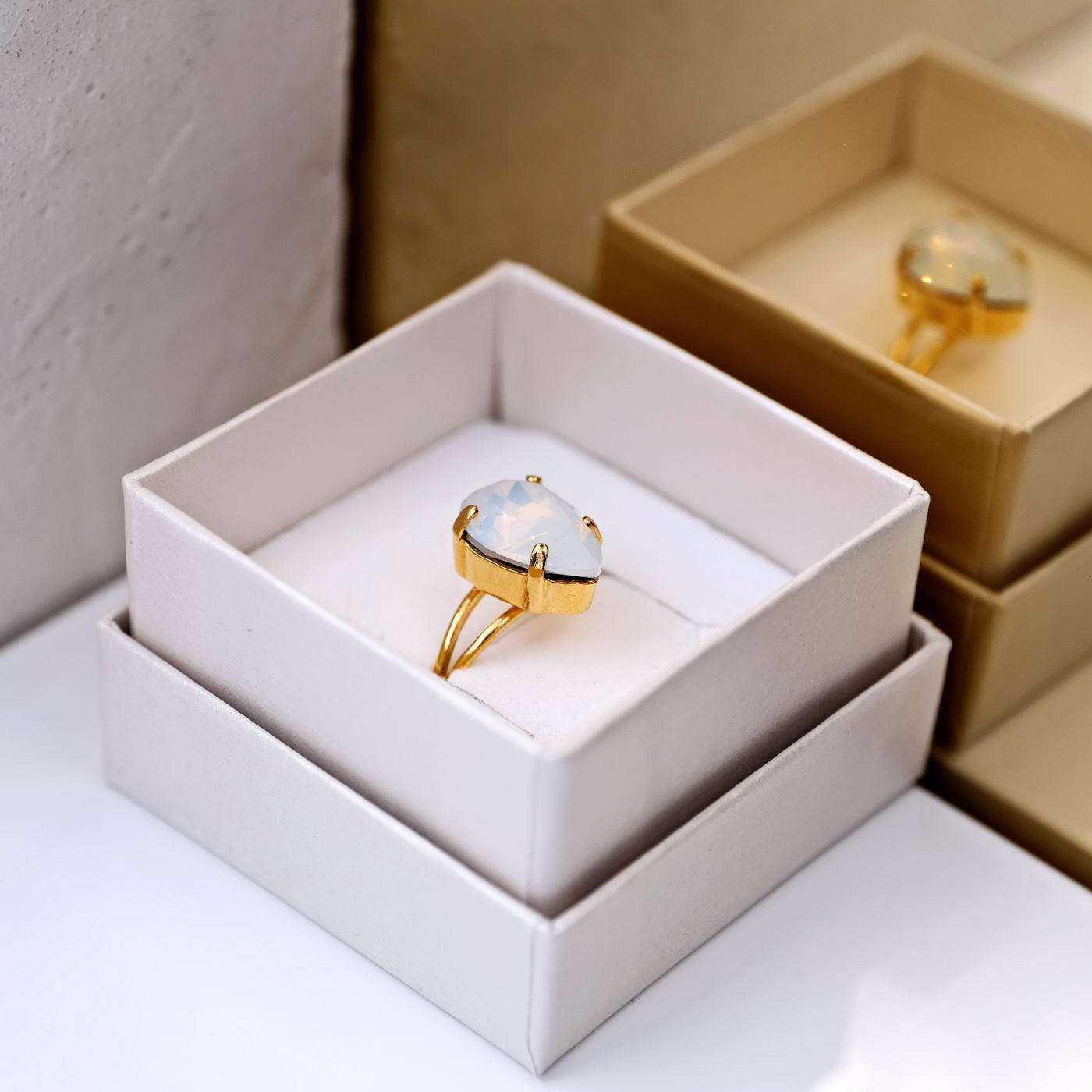 Gold-plated ring with Austrian crystal — Rings from Toolittle — additional view 2