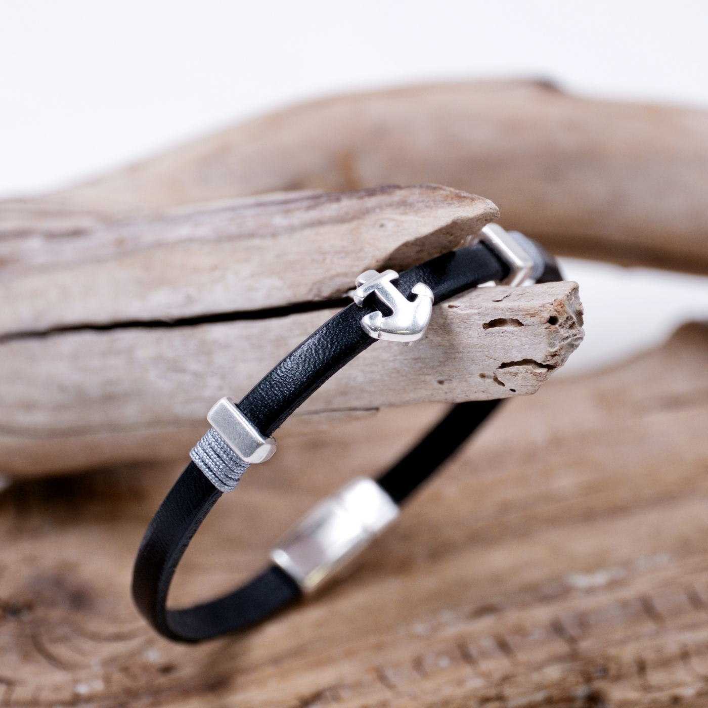 Anchor Men's Leather Bracelet