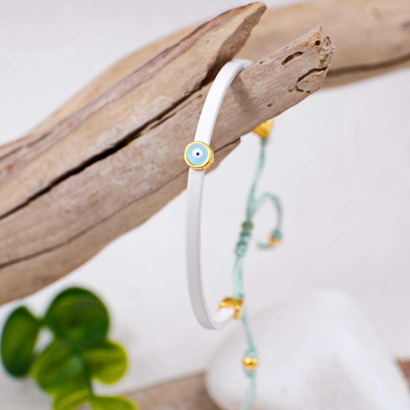 Leather bracelet with evil eye — Bracelets from Toolittle — additional view 3